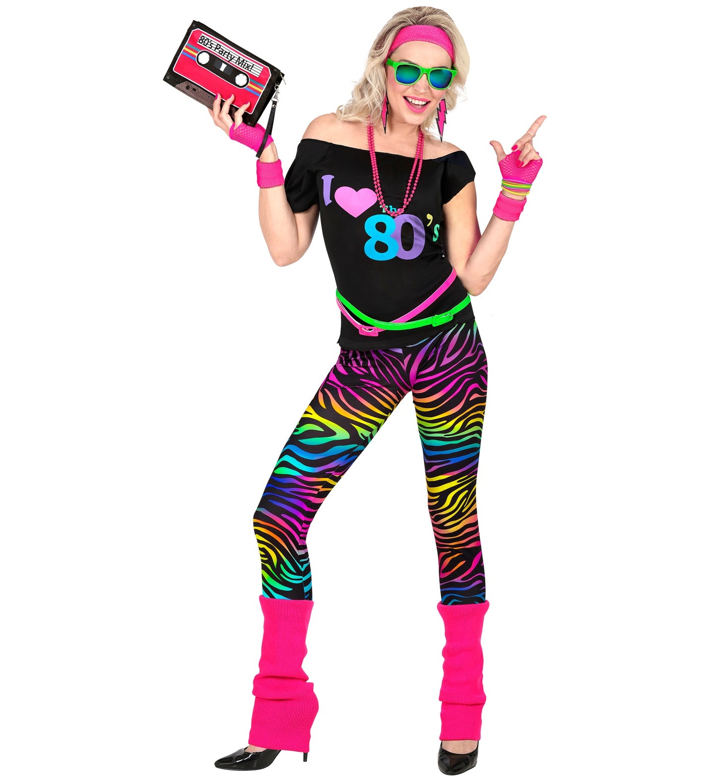  80s Outfit for Women Party, 1980s Decades Halloween Costumes  Accessories Leg Warmers I Love The 80s Clothes Shirts Shirt Leggings  Jewelry Headbands Tutu,4-L : Clothing, Shoes & Jewelry