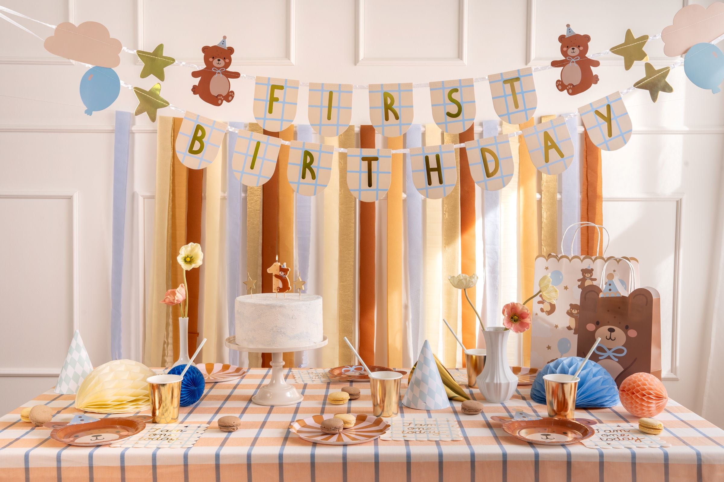 1st Birthday Banner with Bears party decoration