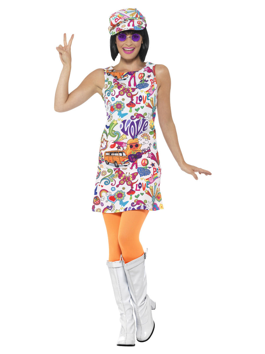 Flower Power Groovy Costume for Women, Retro 60s 70s Hippie Outfit, Disco  Dress for Dress-Up & Halloween : Clothing, Shoes & Jewelry 