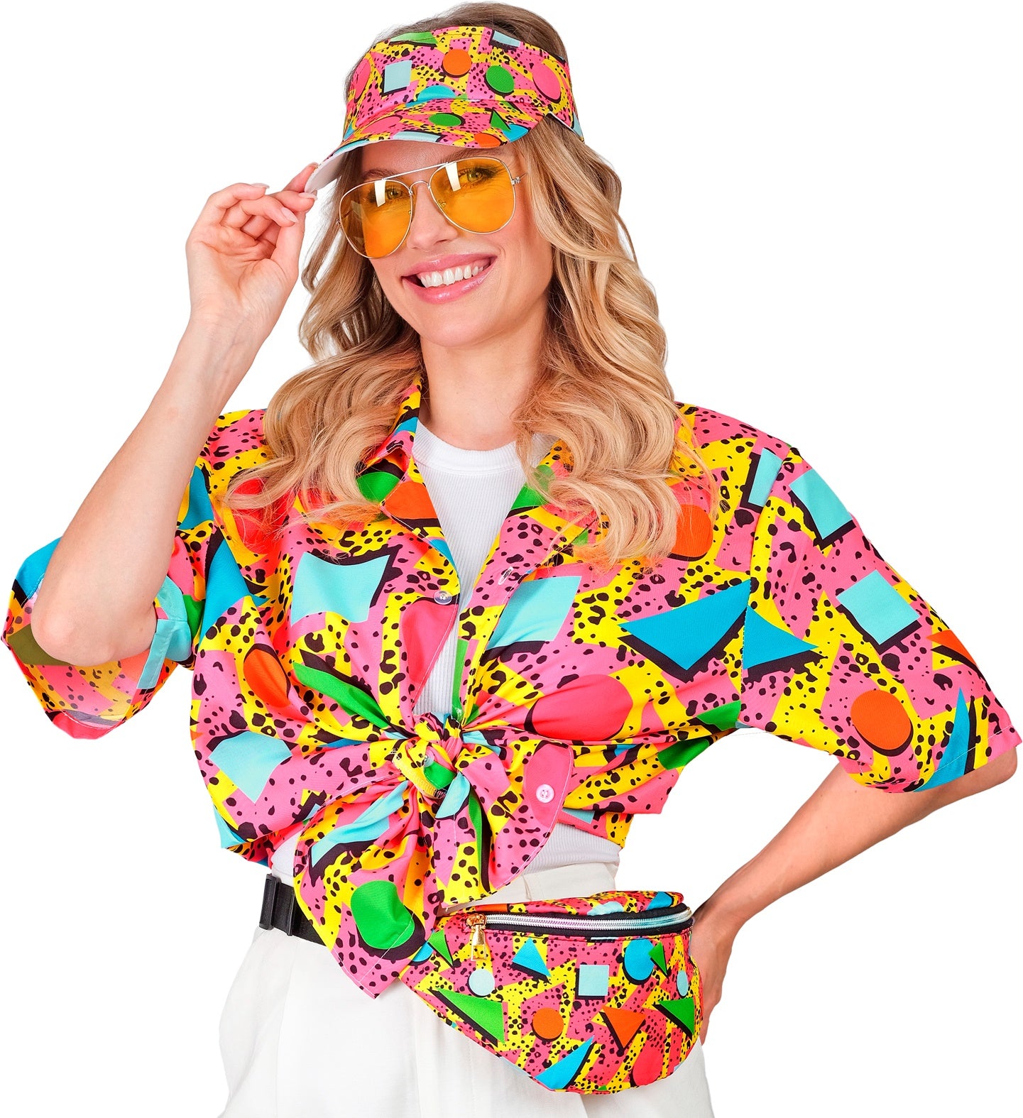 ladies 80's Funky Fashion Shirt Pink