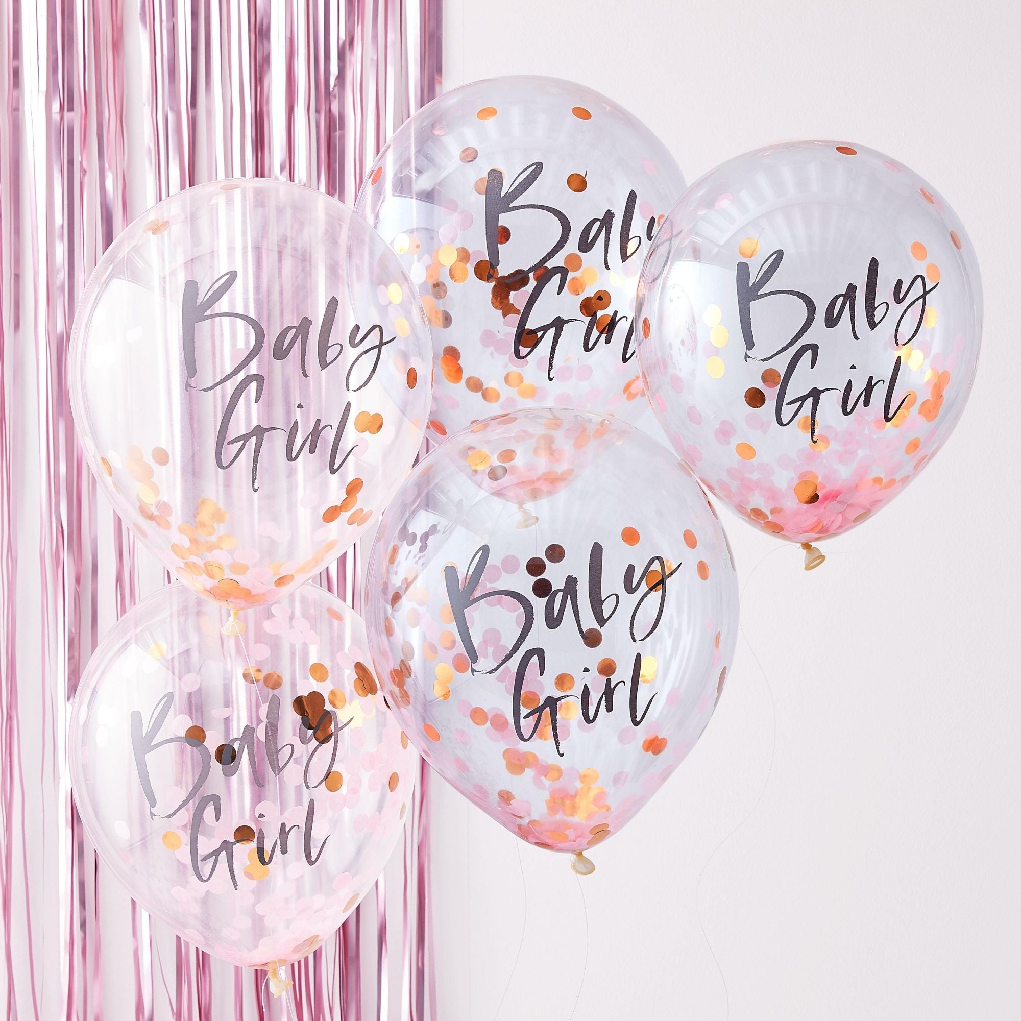 Baby Girl Pink Confetti Balloons