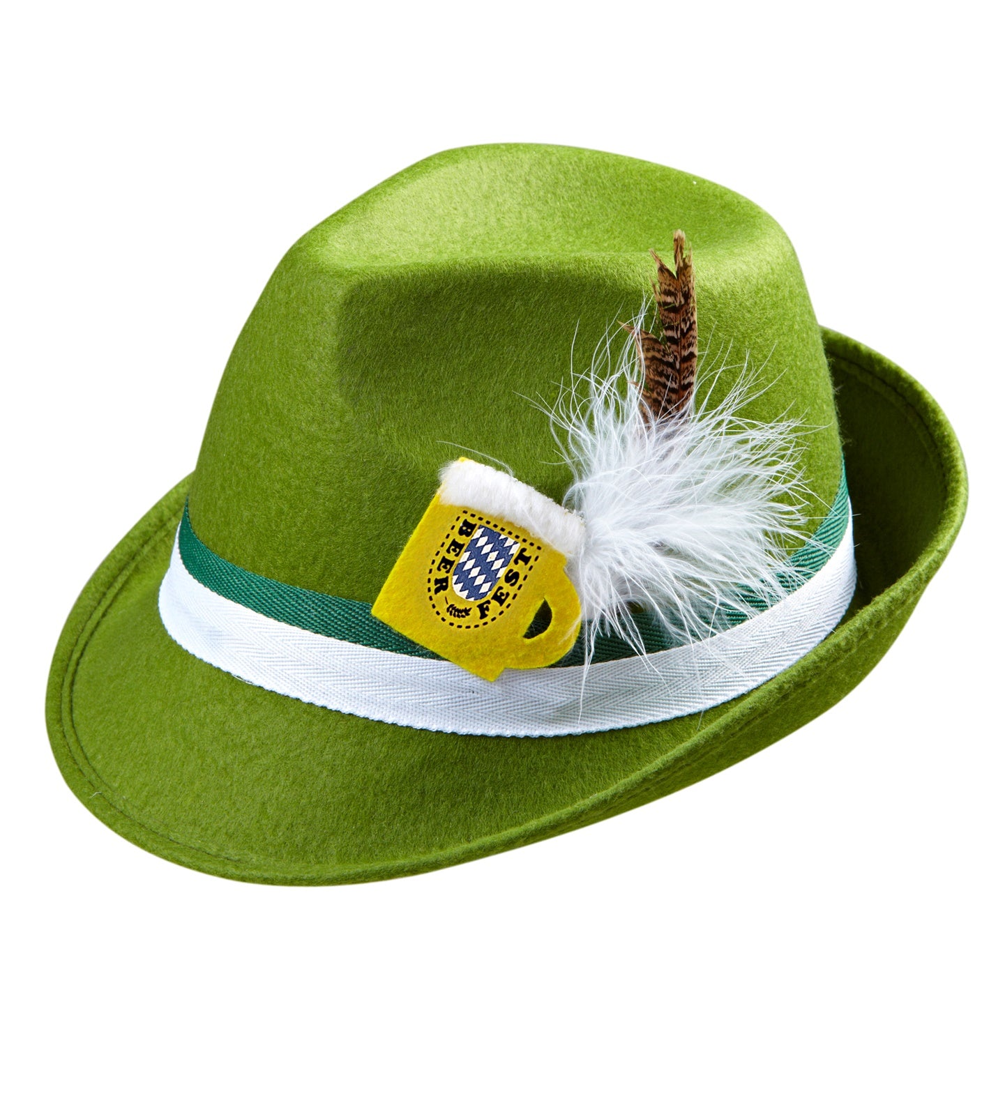 Bavarian Fedora Hat with Feather & Mug