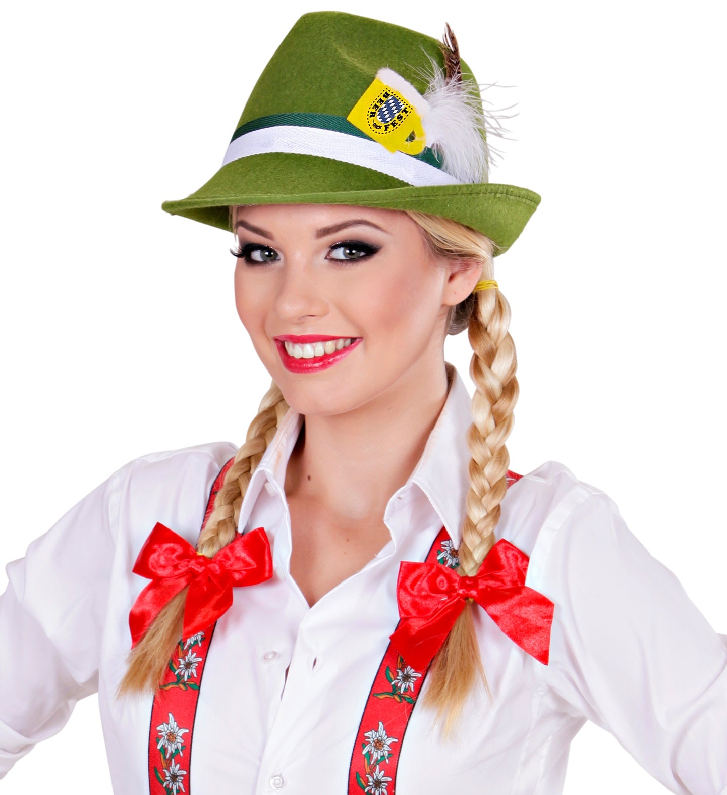 Bavarian Oktoberfest Fedora Hat with Feather & Mug