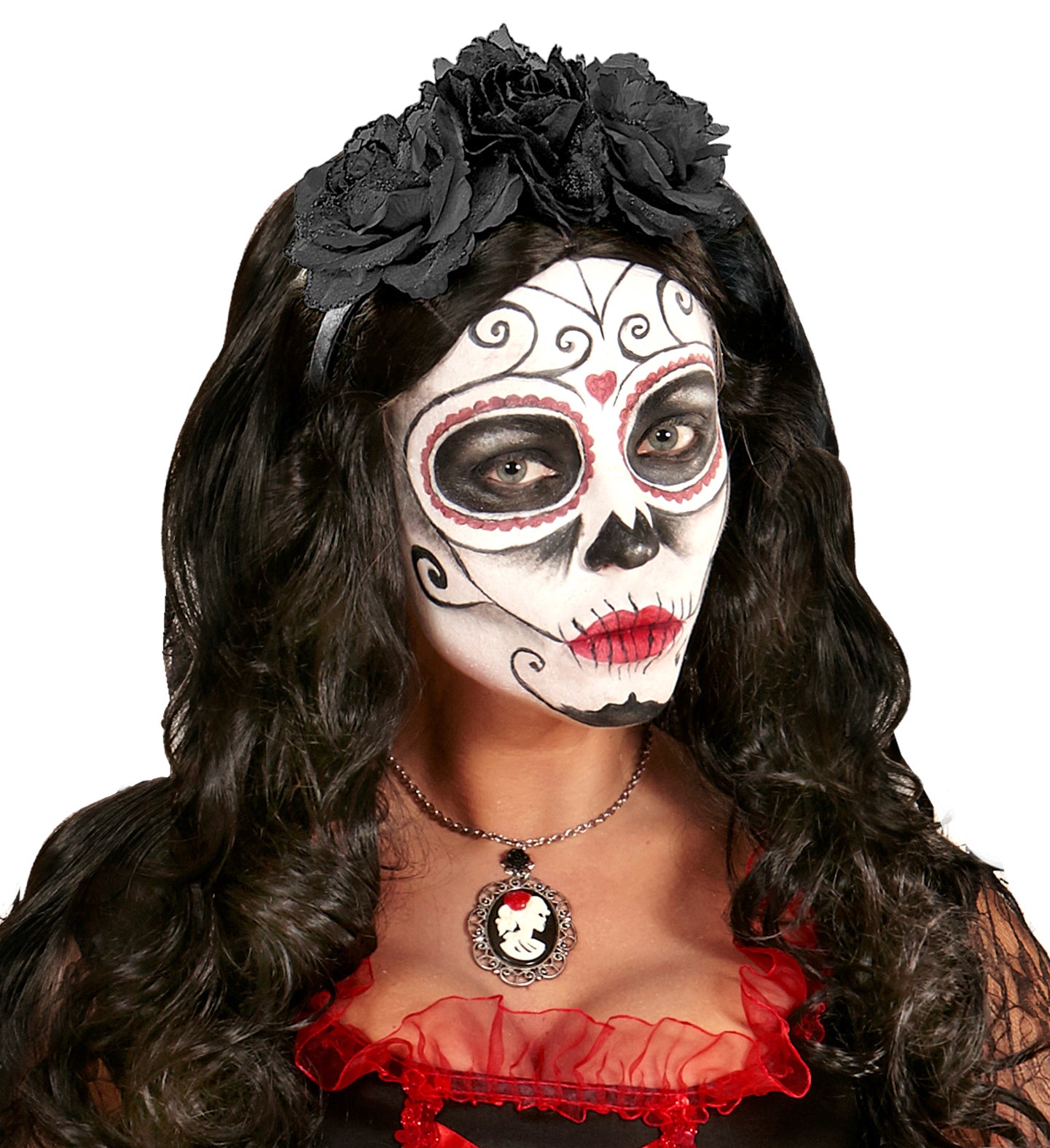 Black Roses Headband with Glitter for day of the dead costume