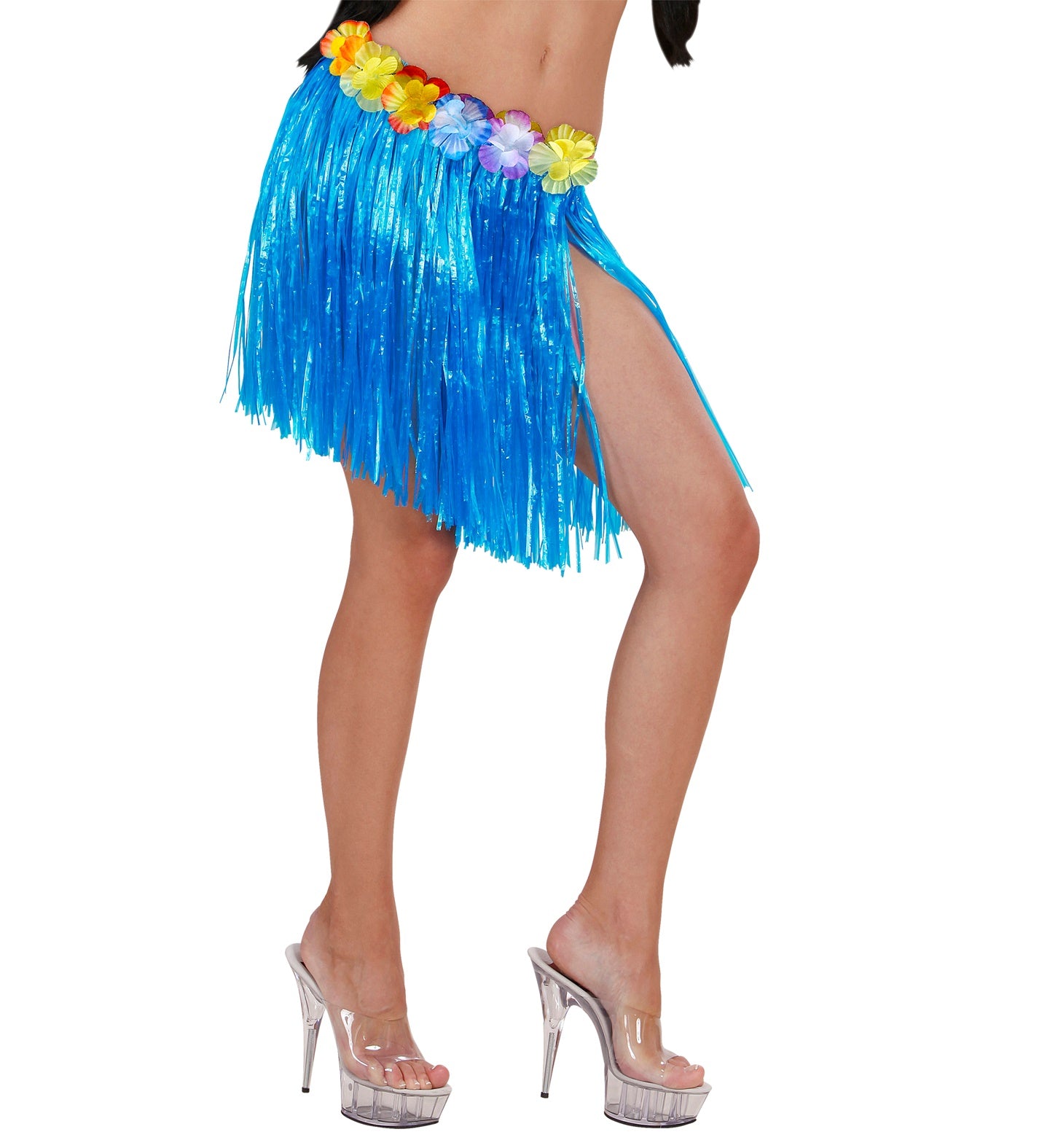 Blue Hawaiian Grass Skirt Flower Waist costume accessory