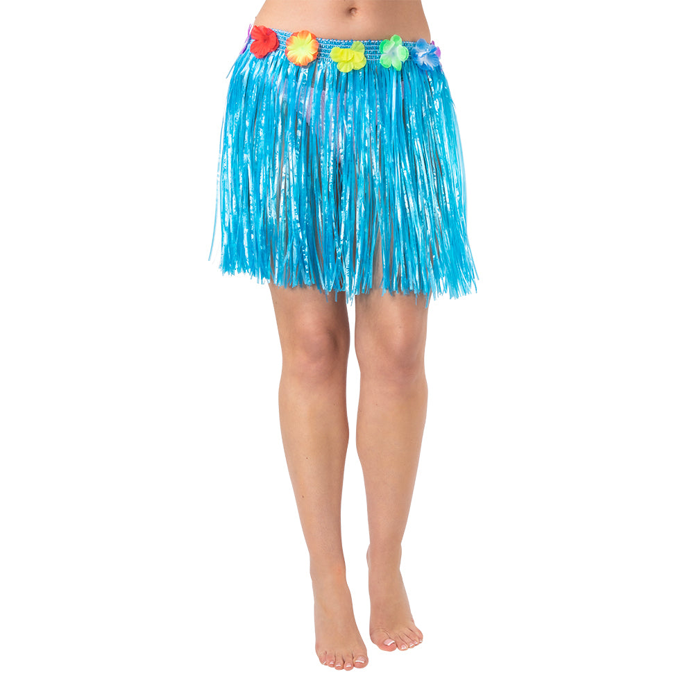 Blue Hawaiian Hula Grass Skirt 40cm