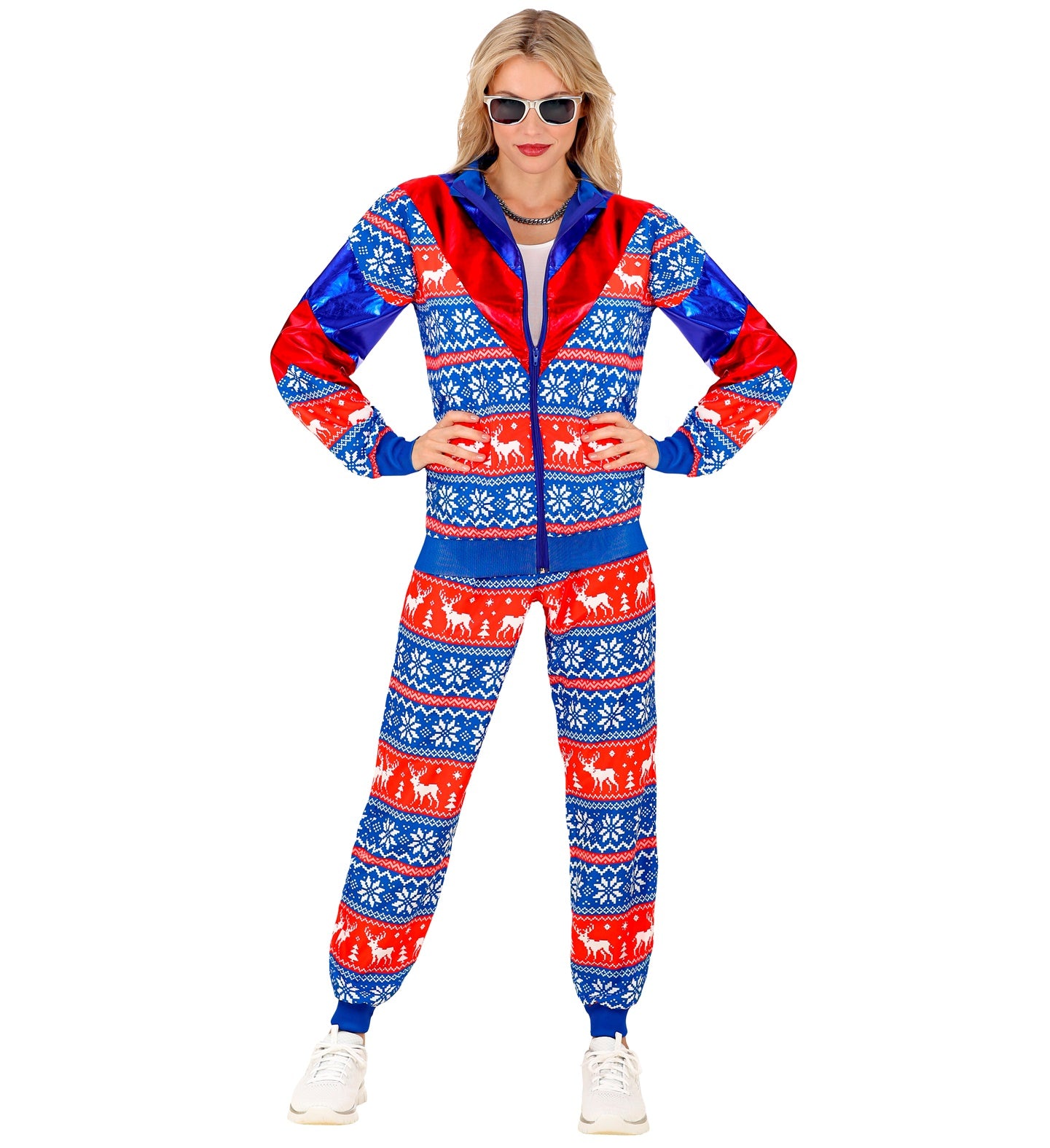 Blue Red Merry Christmas Tracksuit Costume for women