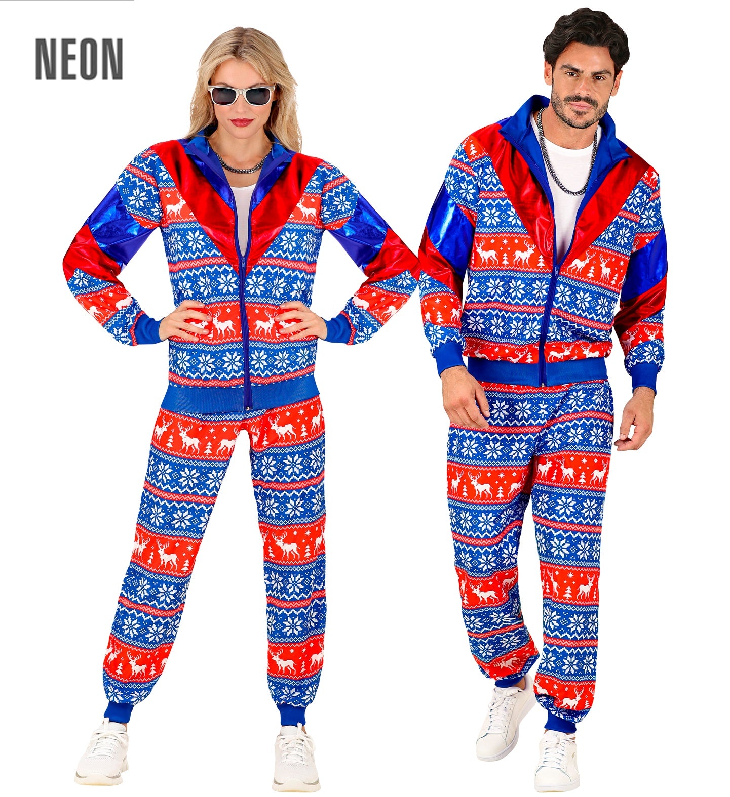 Blue Red Merry Christmas Tracksuit Costume unisex