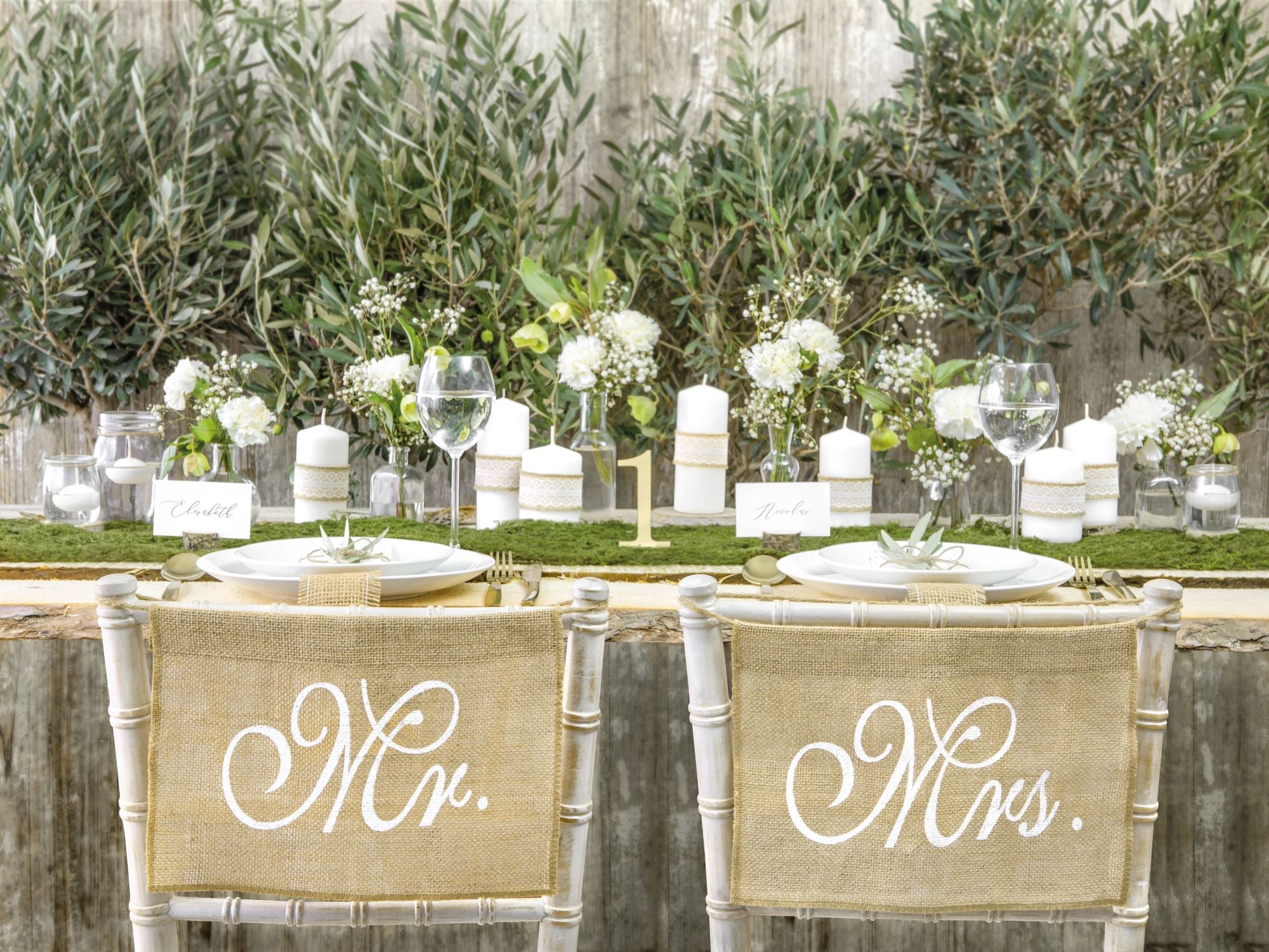 Bride Groom Burlap Chair Signs wedding decorations