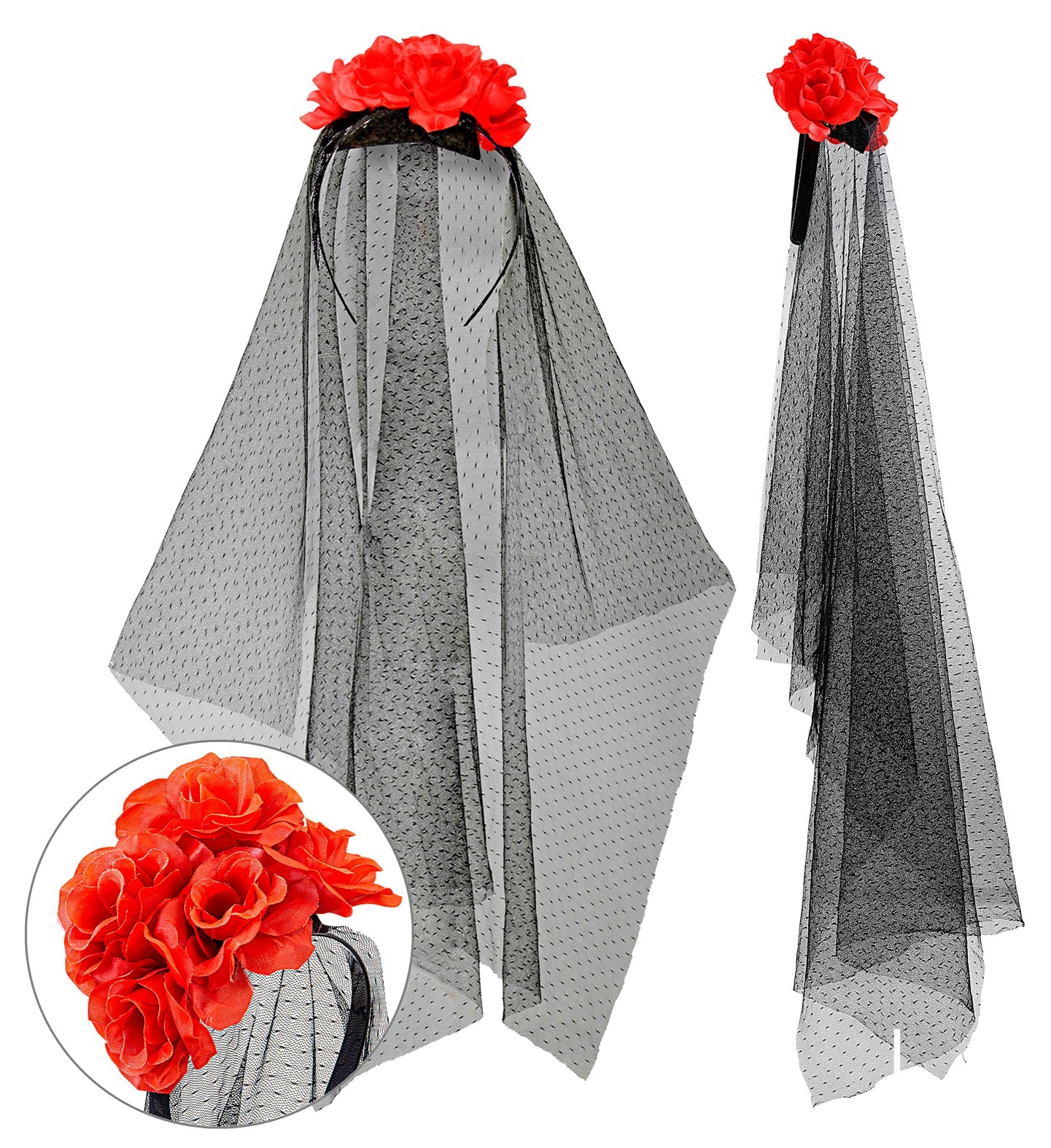 catrina Rose Flower Headpiece with Veil