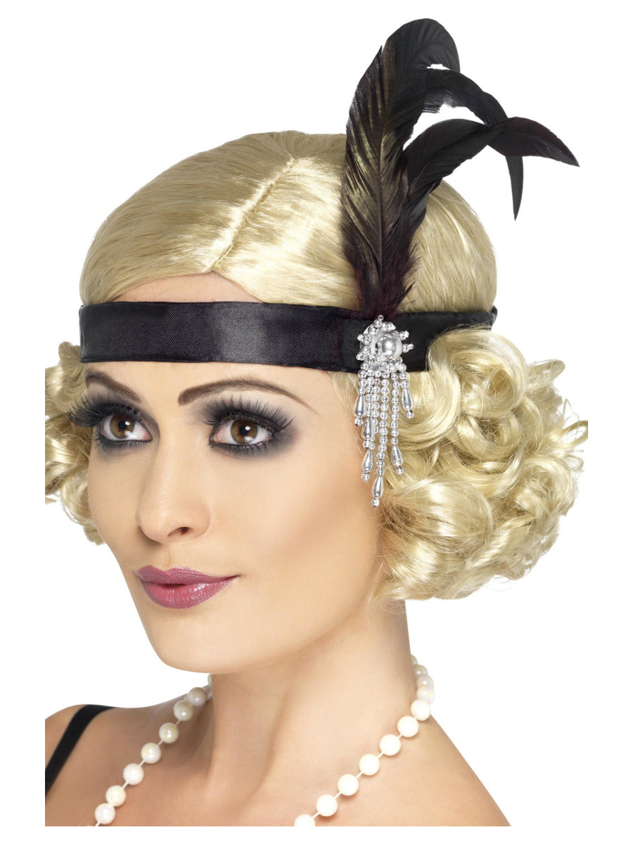 Charleston Flapper Headband Black