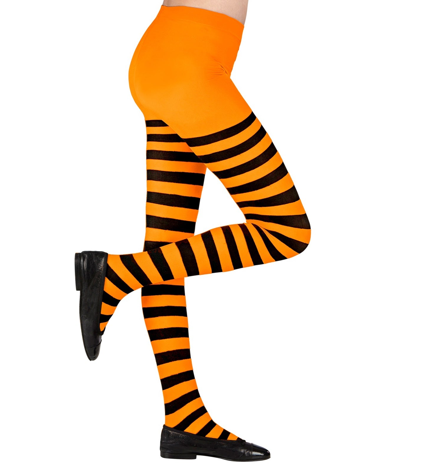 Children's Orange and Black Striped Tights 70 den