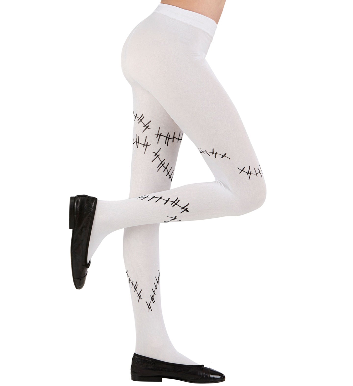 Children's White Stockings with Black Stitches