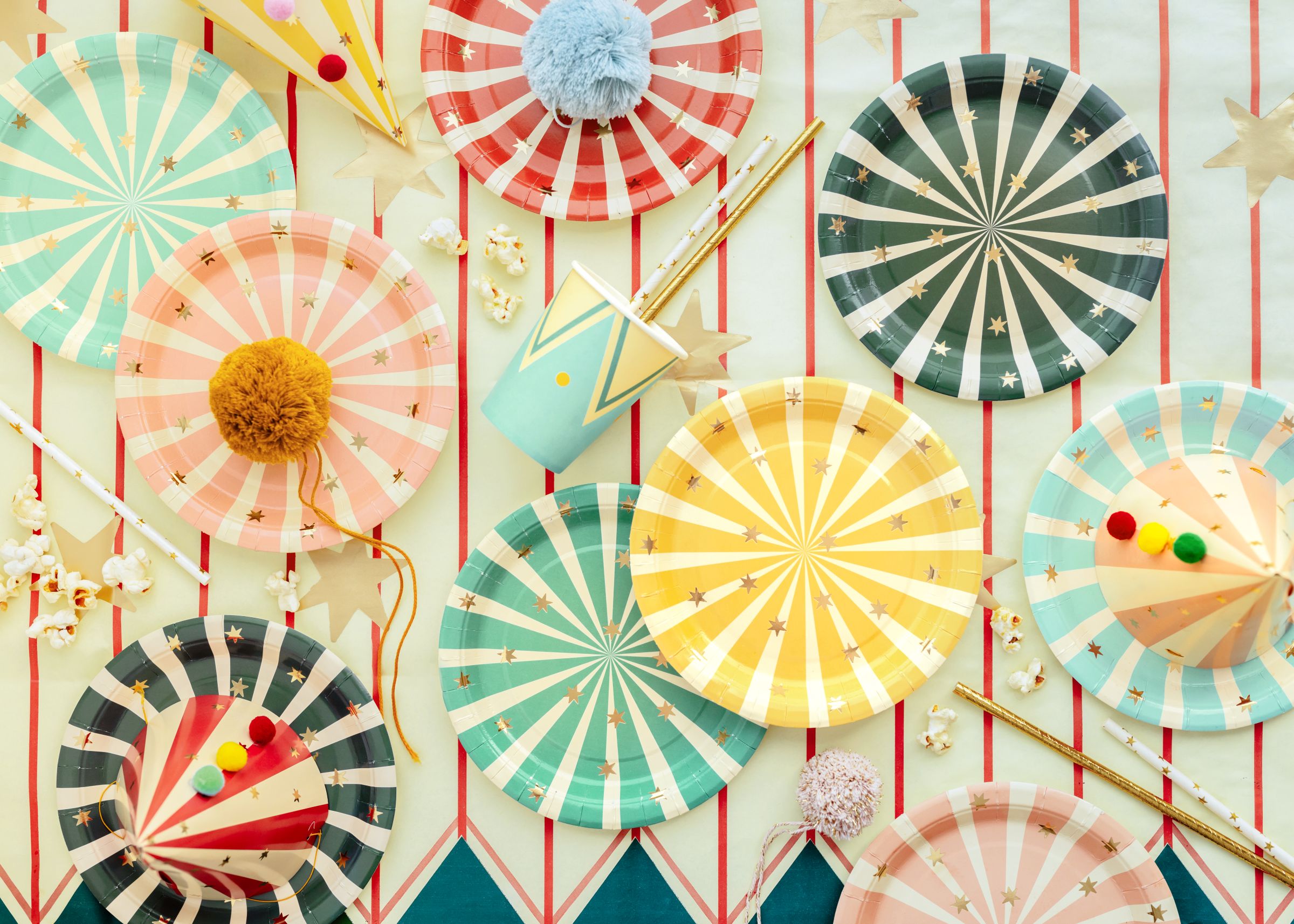 Circus Stripes Paper Plates for themed birthday party