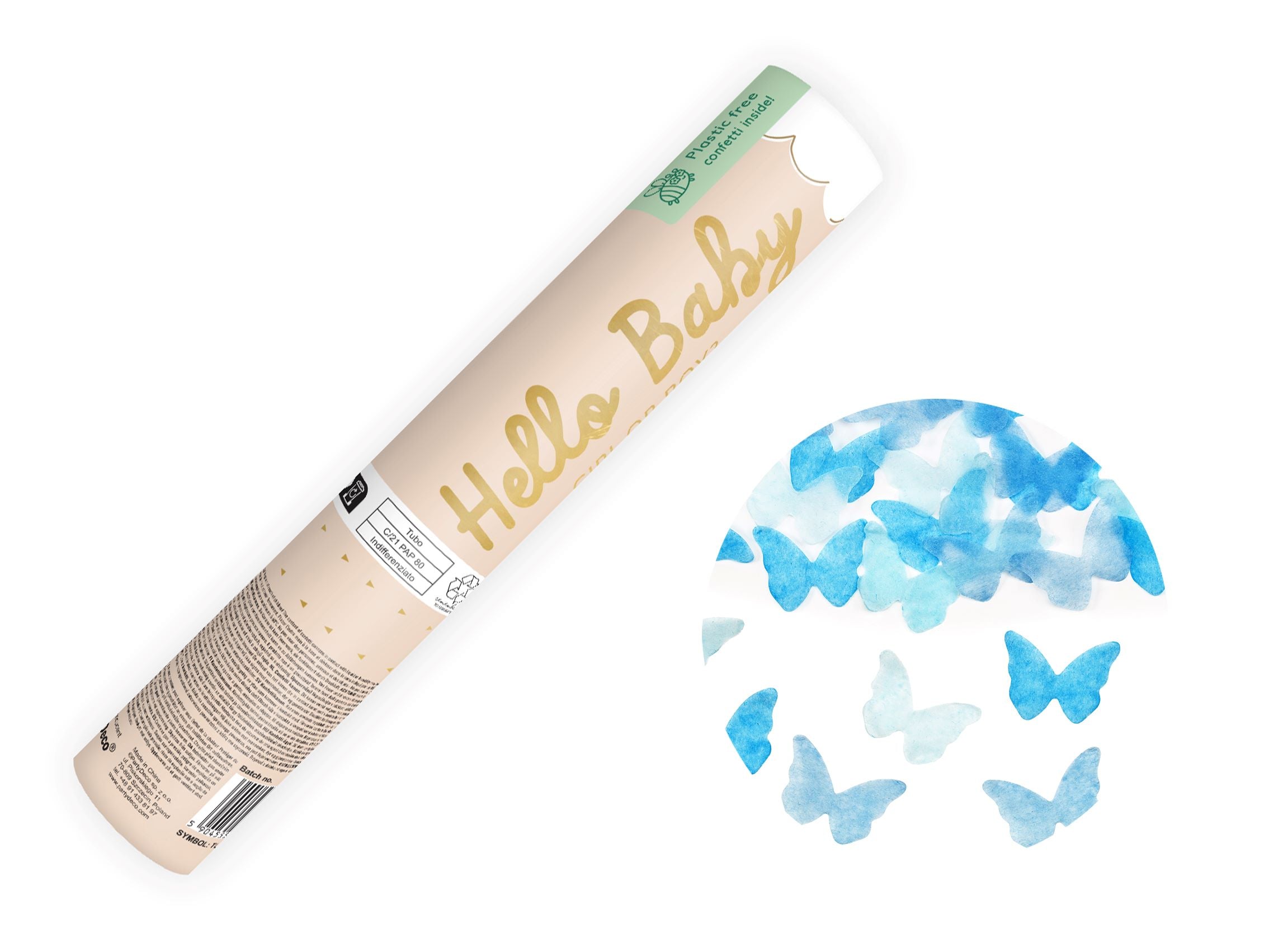 Confetti Cannon Blue Butterflies for gender reveal