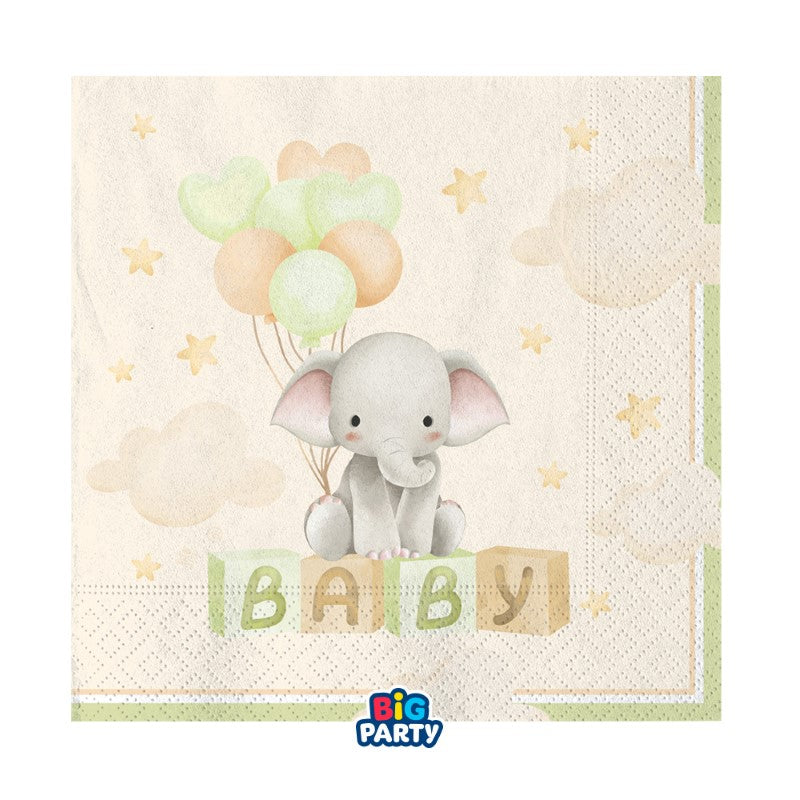 Cute Elephant Baby Shower Napkins Pack of 16