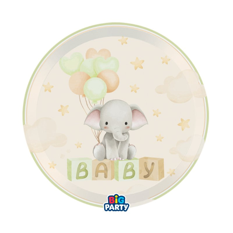 Cute Elephant Baby Shower Plates Pack of 6