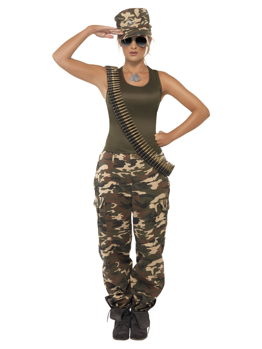 Deluxe Khaki Camo Army Costume Ladies