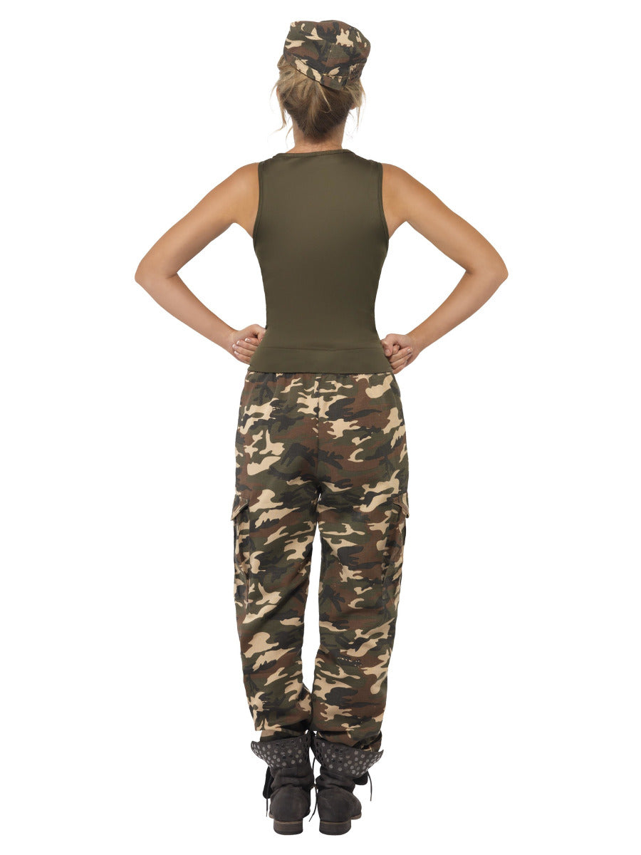 Deluxe Khaki Camo Army Costume Ladies back profile