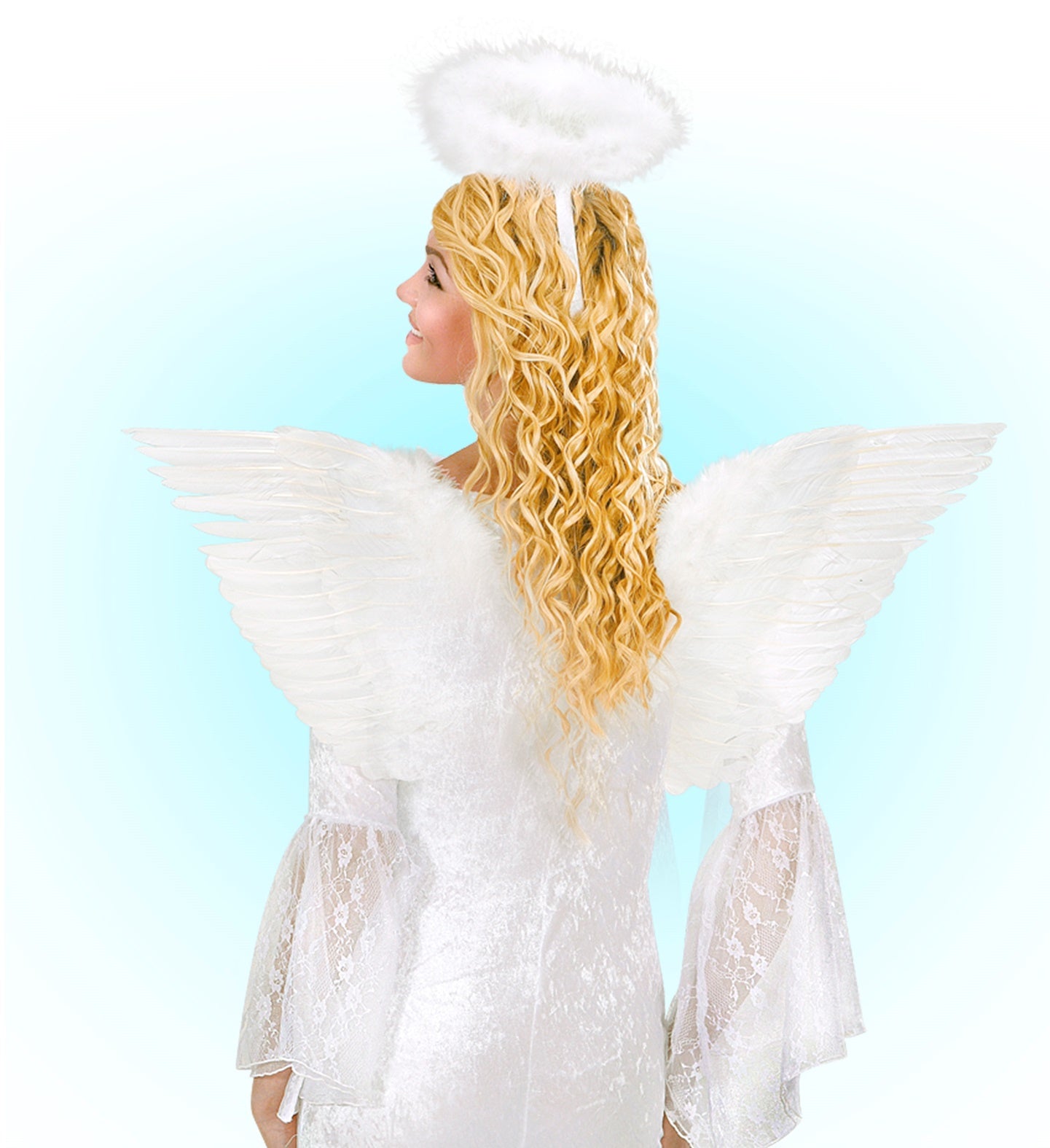 Deluxe White Feather Wings costume accessory