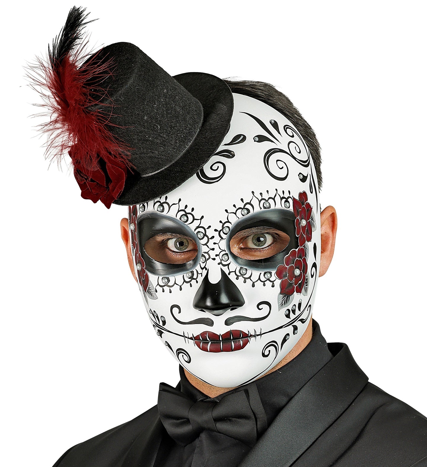 Dia de los Muertos Mask with Hat for man