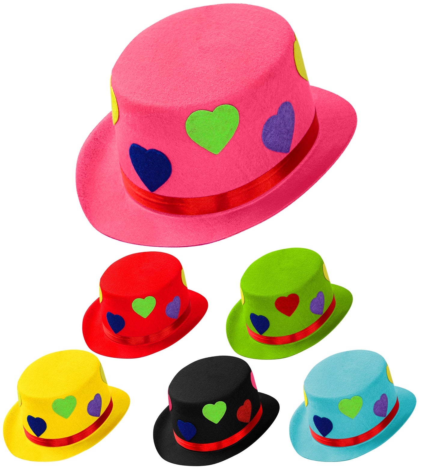 Felt Clown Top Hat With Hearts
