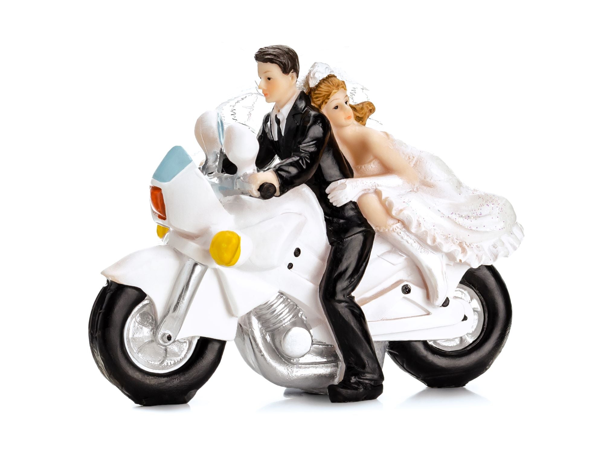 Figurine Newly-weds on a Motorcycle Wedding Cake Topper