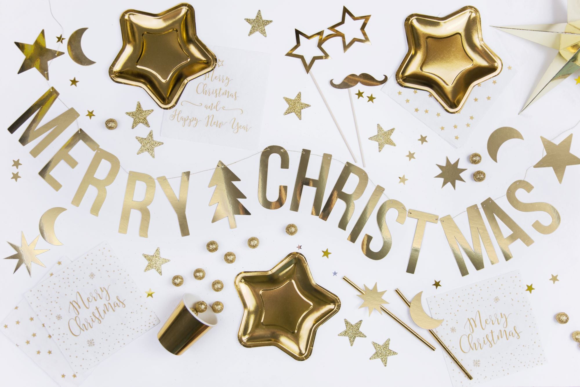 Gold Merry Christmas Bunting