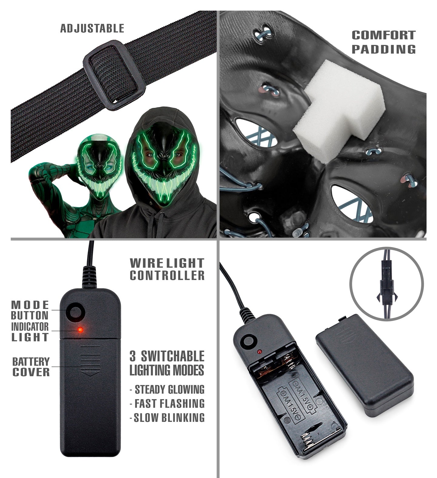 Green LED Venom Mask instructions