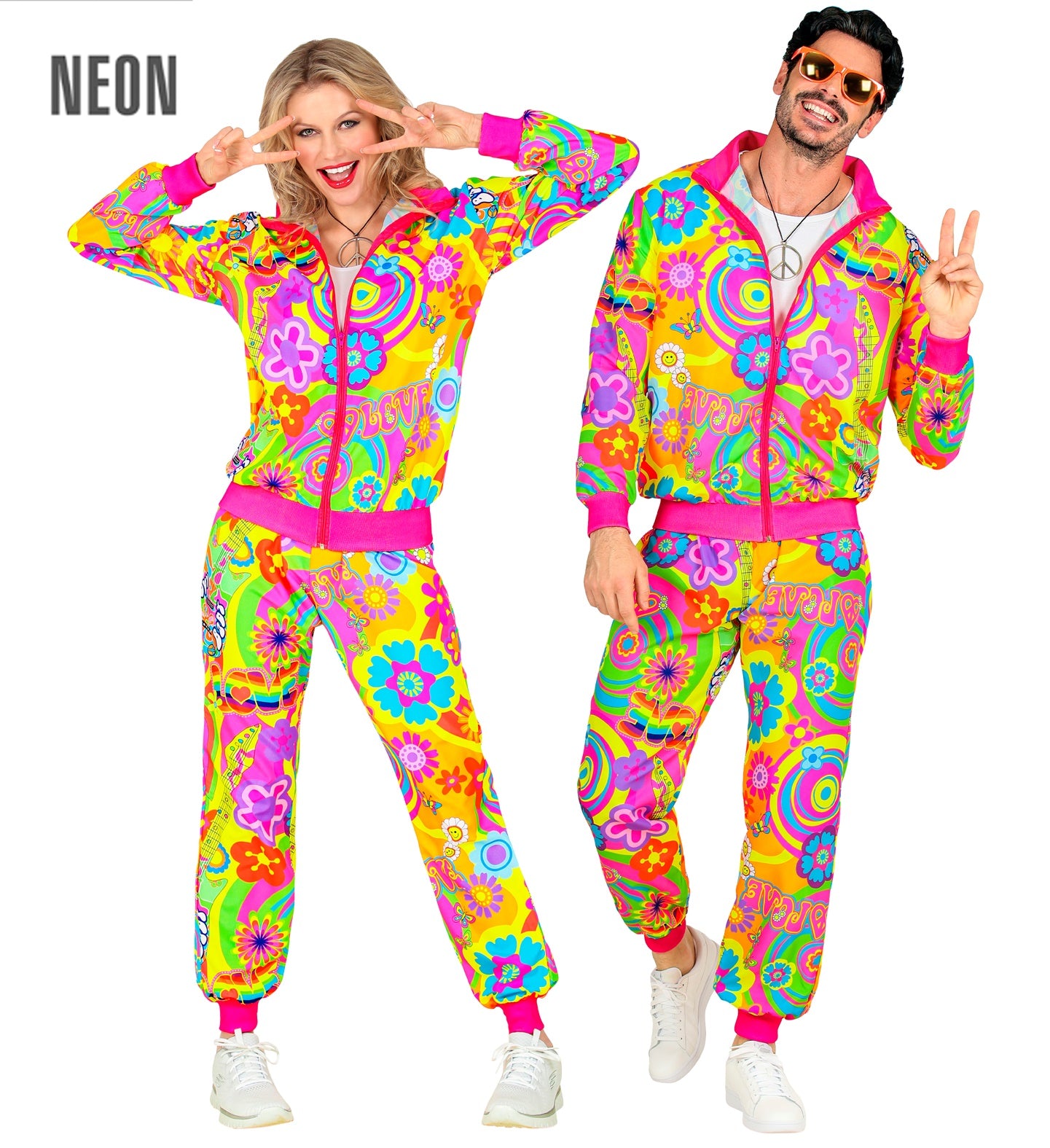 Neon Groovy Love Hippie Tracksuit Costume Unisex