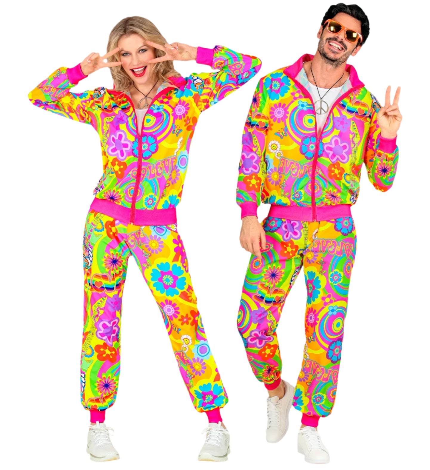 Neon Groovy Love Hippie Tracksuit Costume Unisex