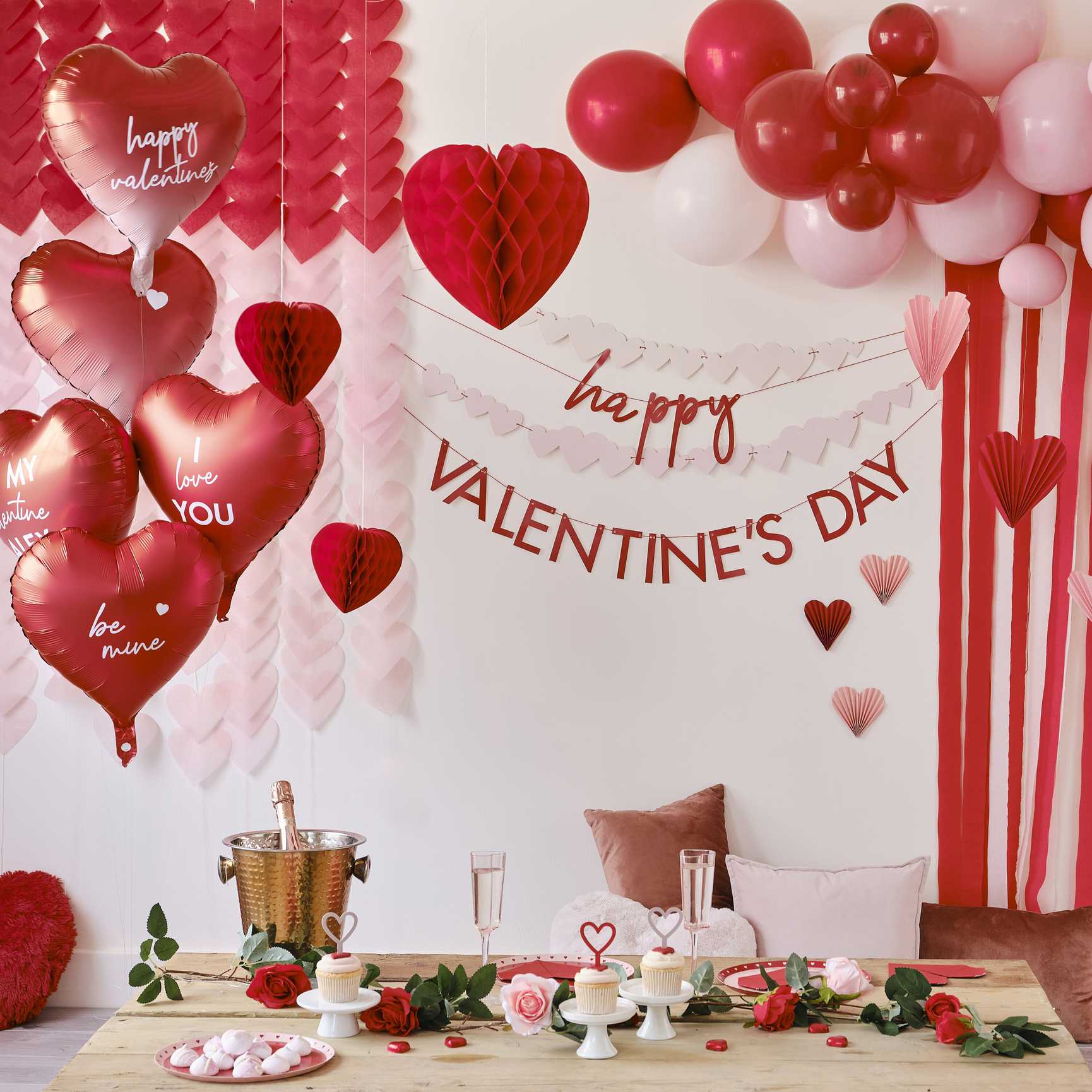 Honeycomb Hanging Heart Decorations Pack of 5