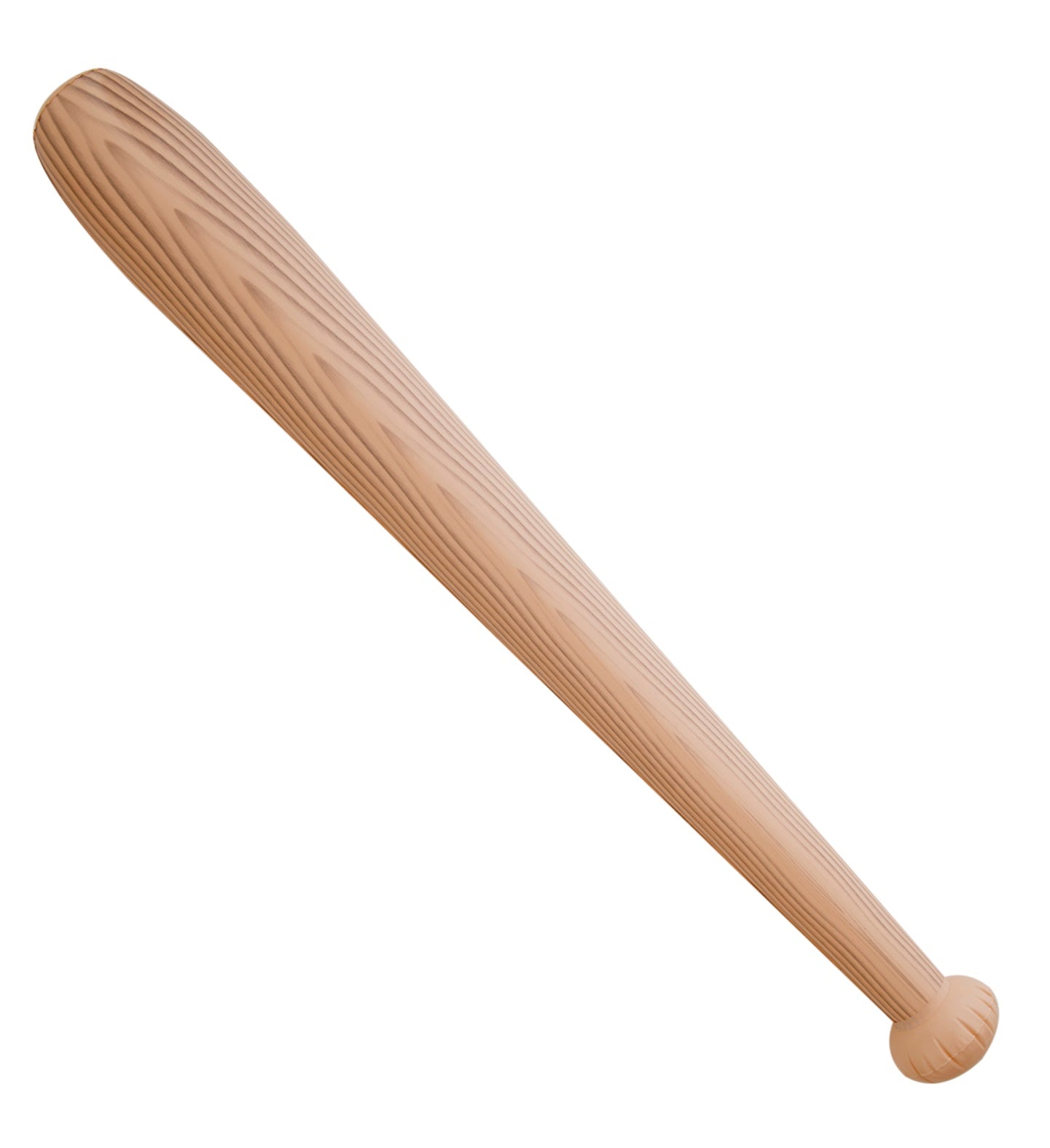 A lightweight inflatable baseball bat with a realistic printed wood grain texture, shown on a white background.