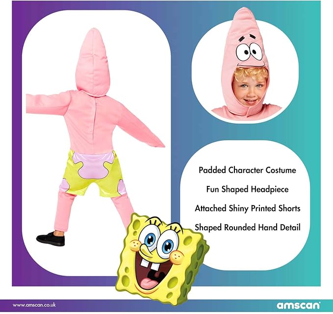 Close-up of the Patrick Star plush hat with friendly face detail and Velcro fastener.