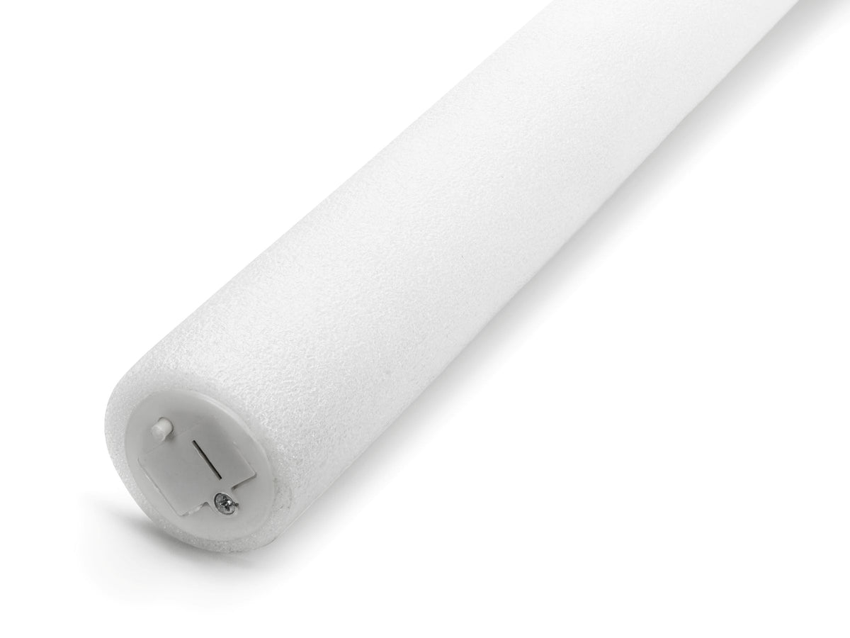 A white led foam cylindrical tube, shown diagonally on a clean white background.