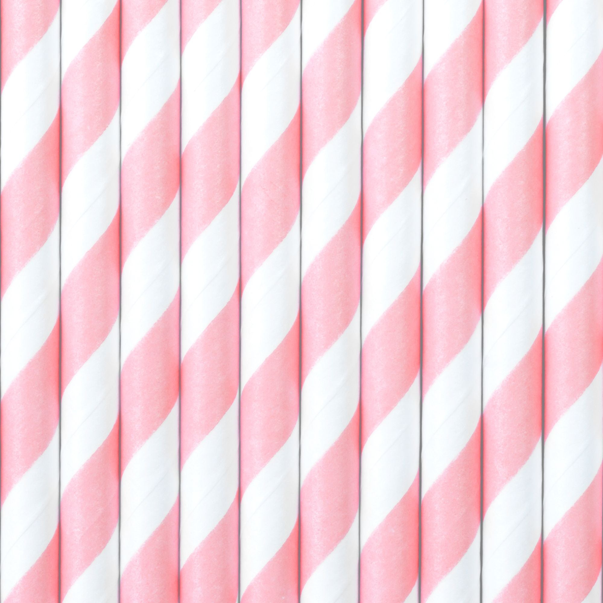Light Pink Paper Straws With White Stripe