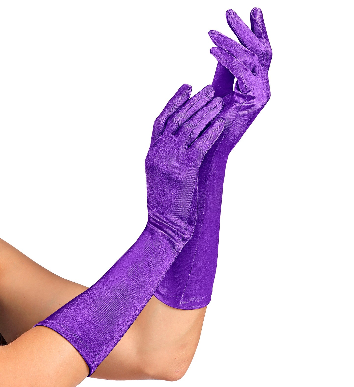 Long Purple Satin Gloves