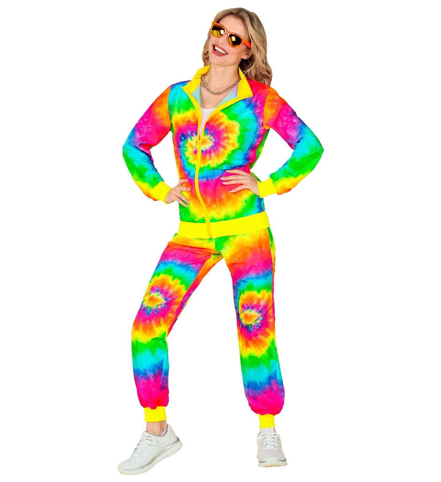 80's Neon Tie Dye Psychedelic Tracksuit costume for women