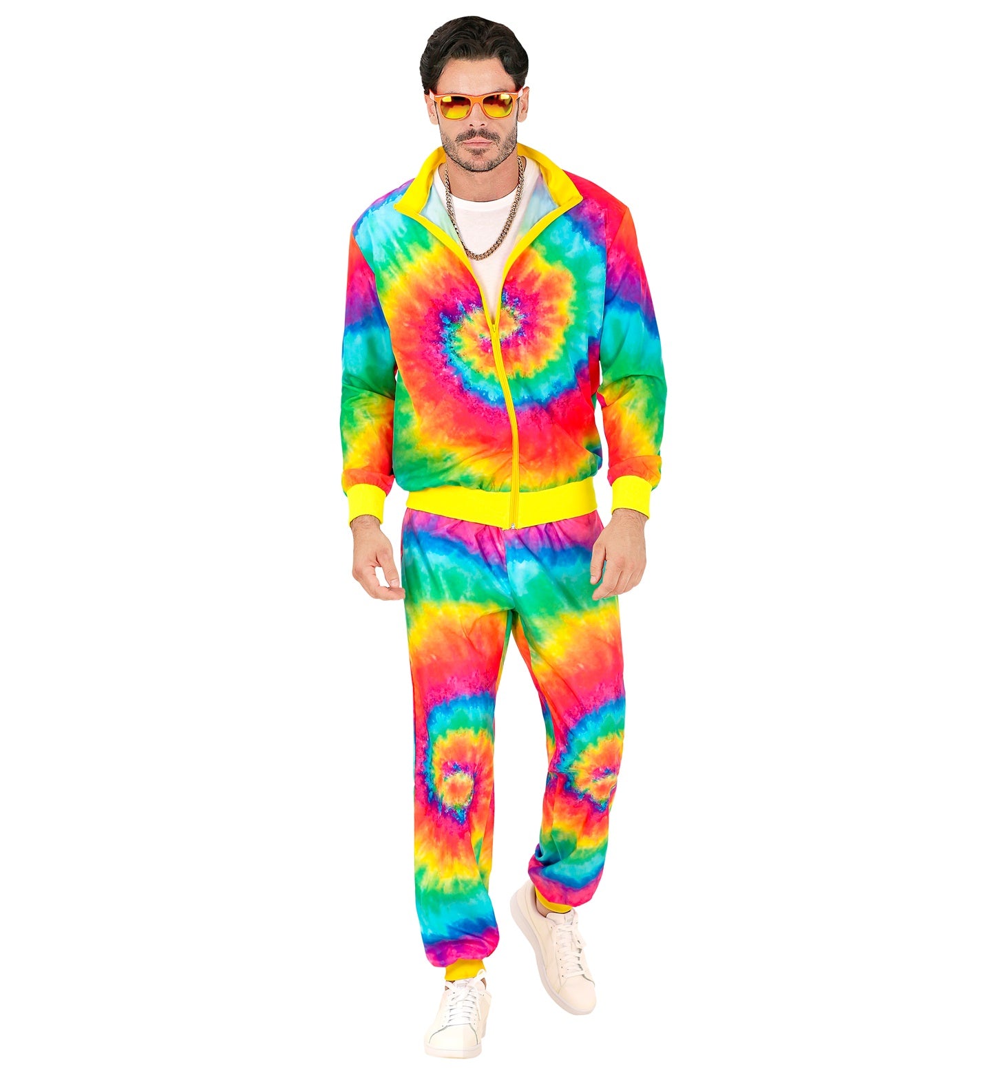 80's Neon Tie Dye Psychedelic Tracksuit costume for men