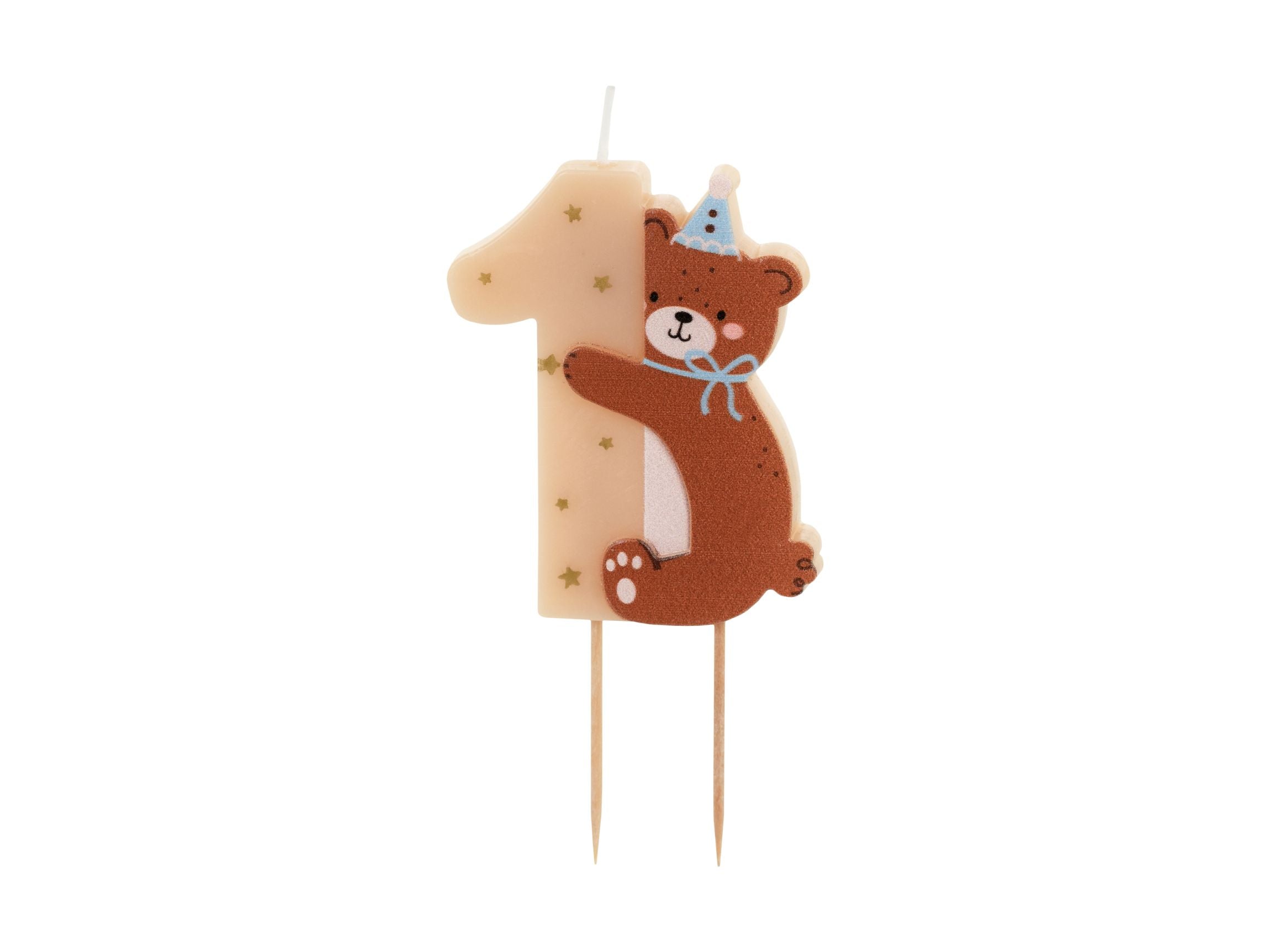 Number 1 Birthday Candle with Teddy Bear
