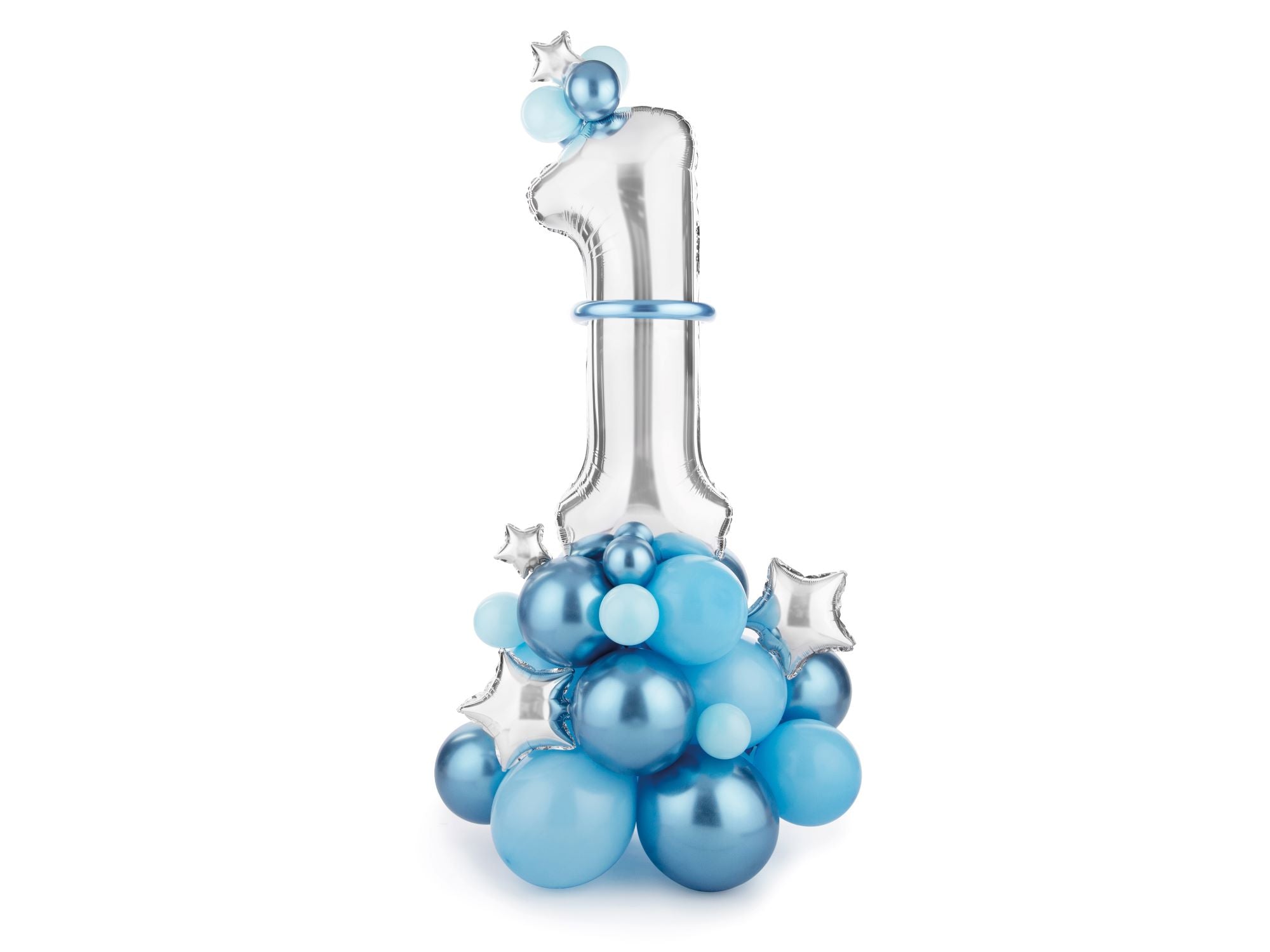 Number 1 Blue & Silver Foil Balloon Bouquet