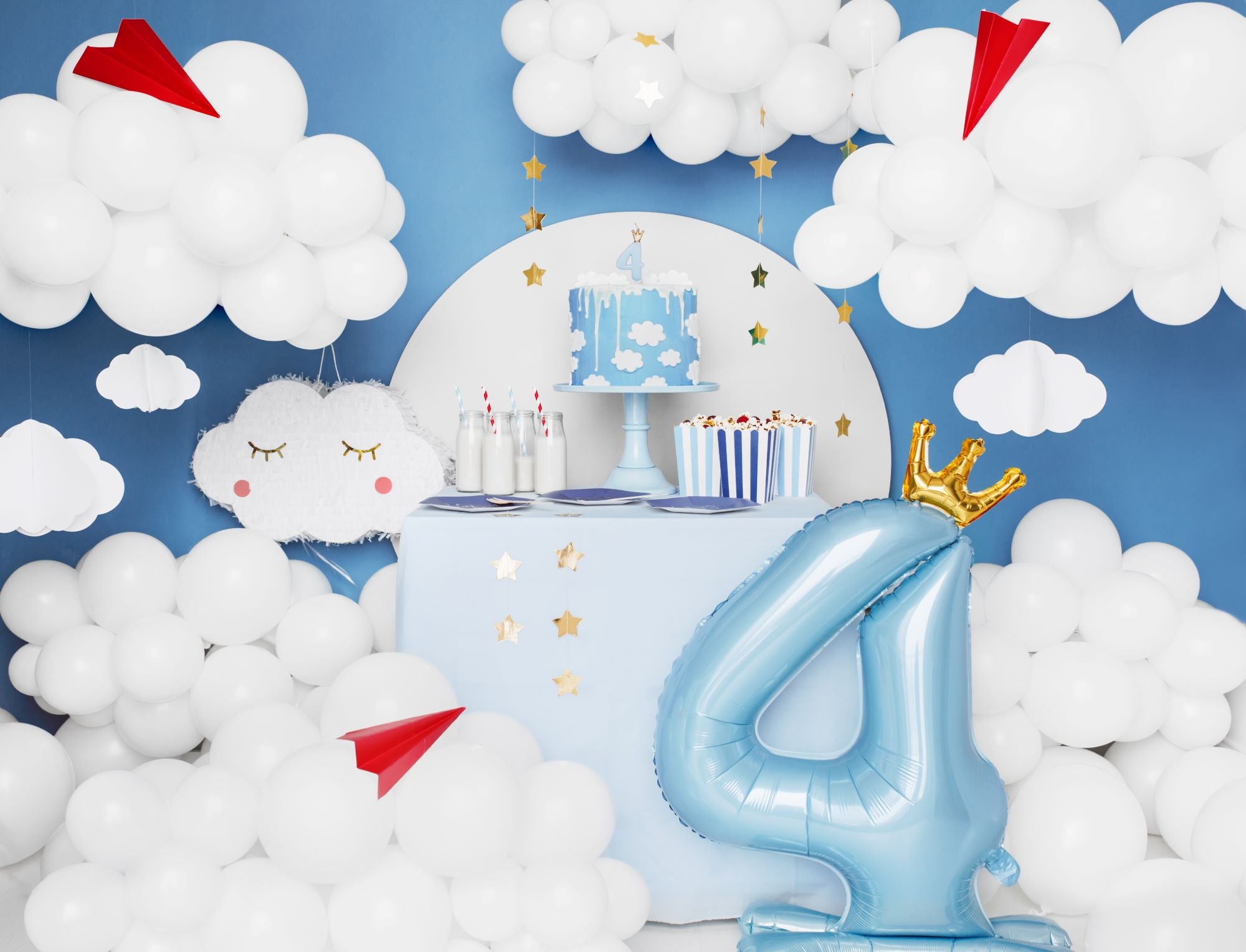 Number 4 birthday Balloon Blue