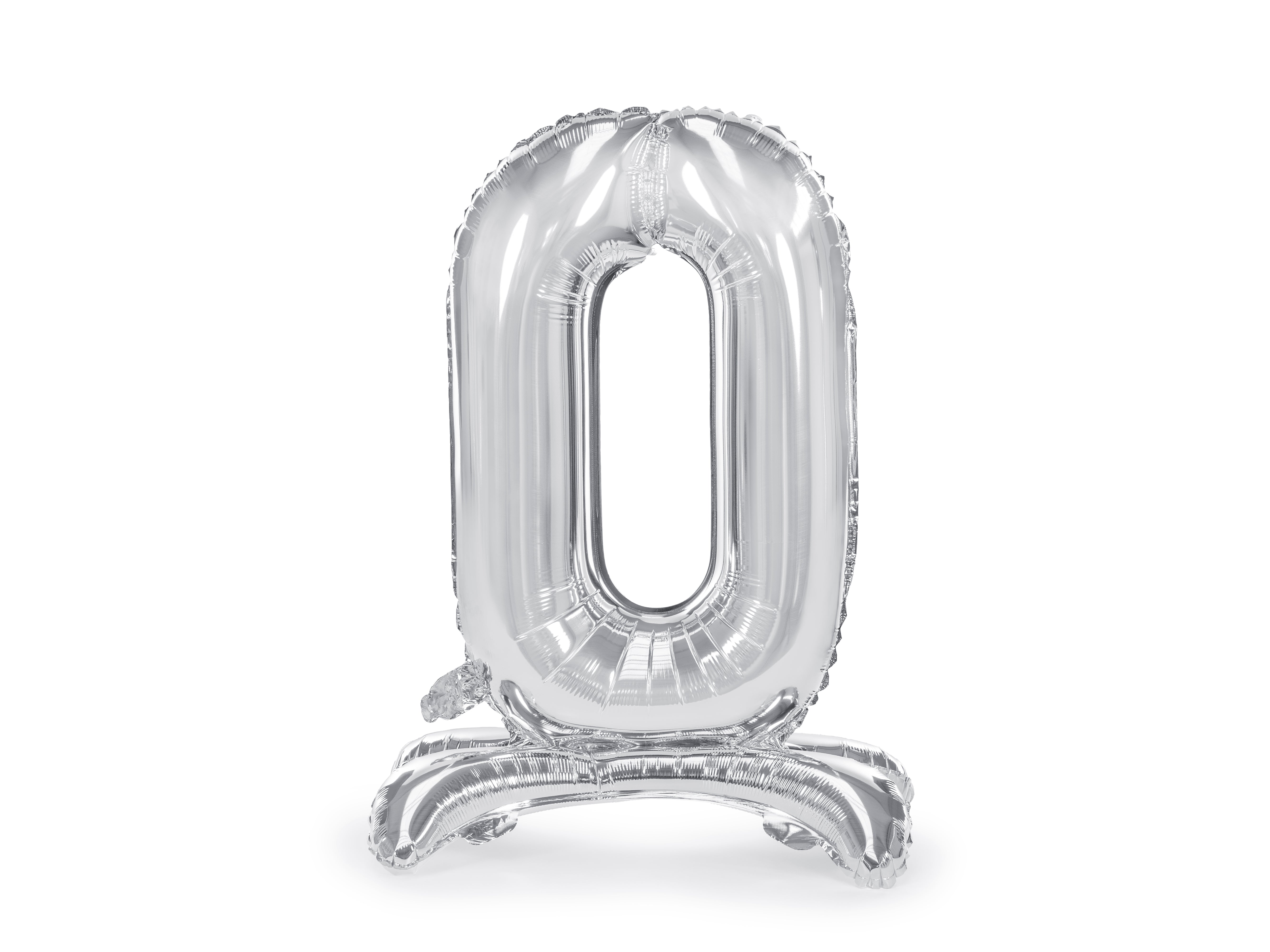 Number 0 Standing Foil Balloon Silver