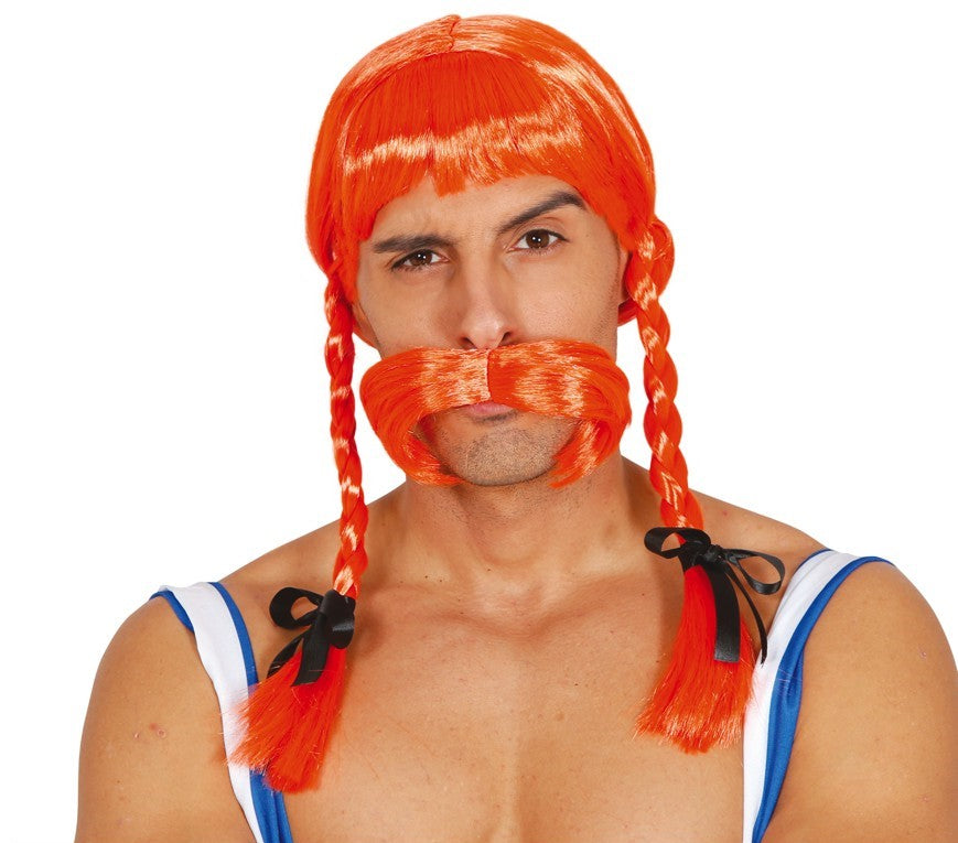Orange Obelix the Gaul Wig