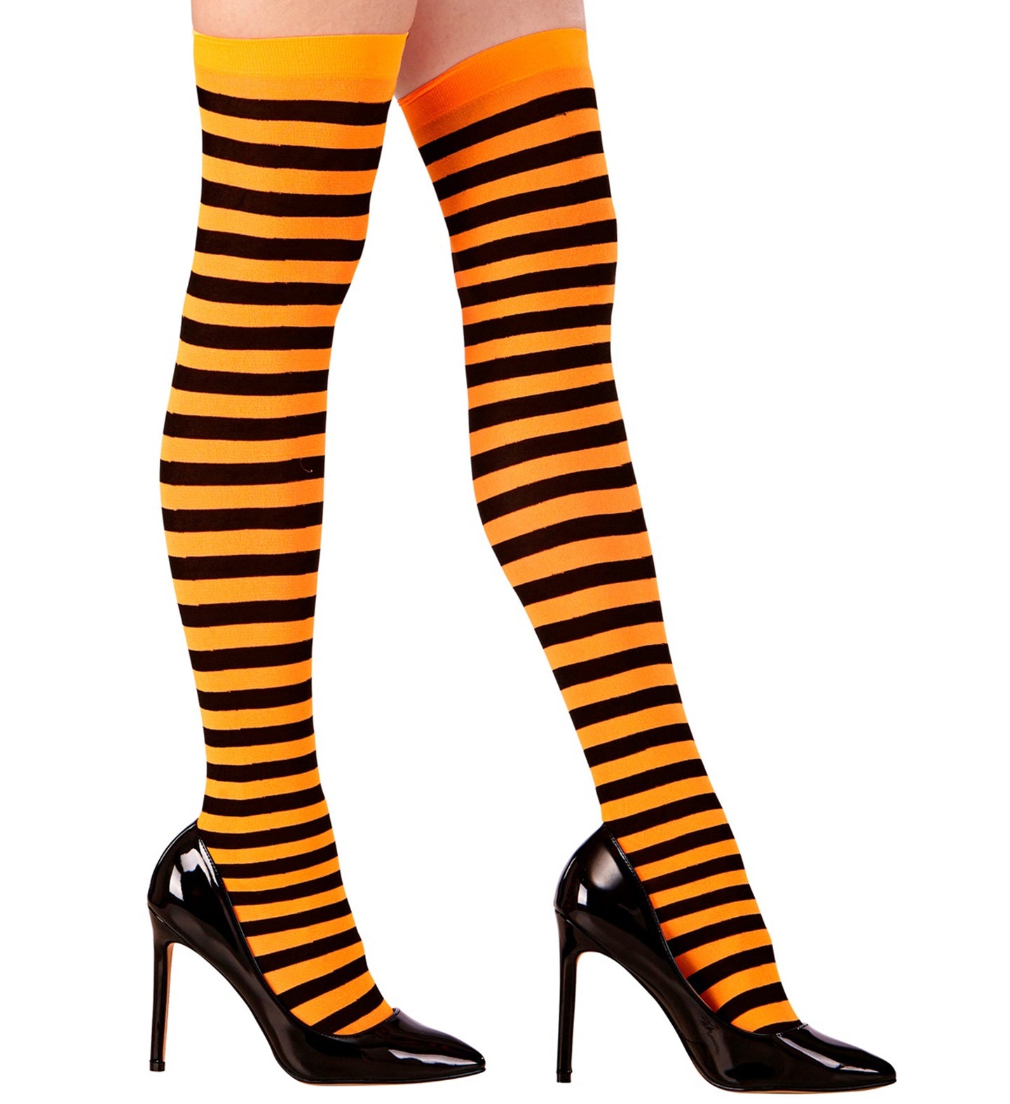 Orange and Black Striped Thigh Highs Stockings