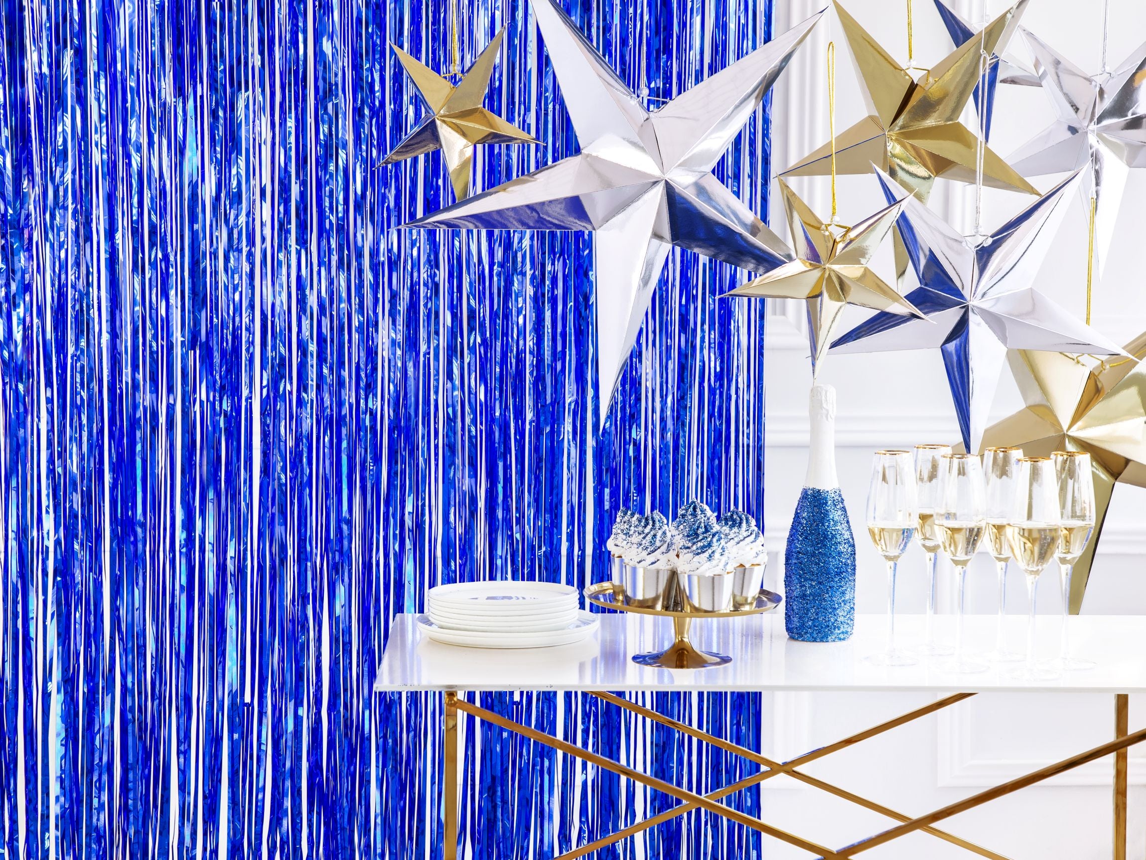 Party Curtain Dark Blue backdrop