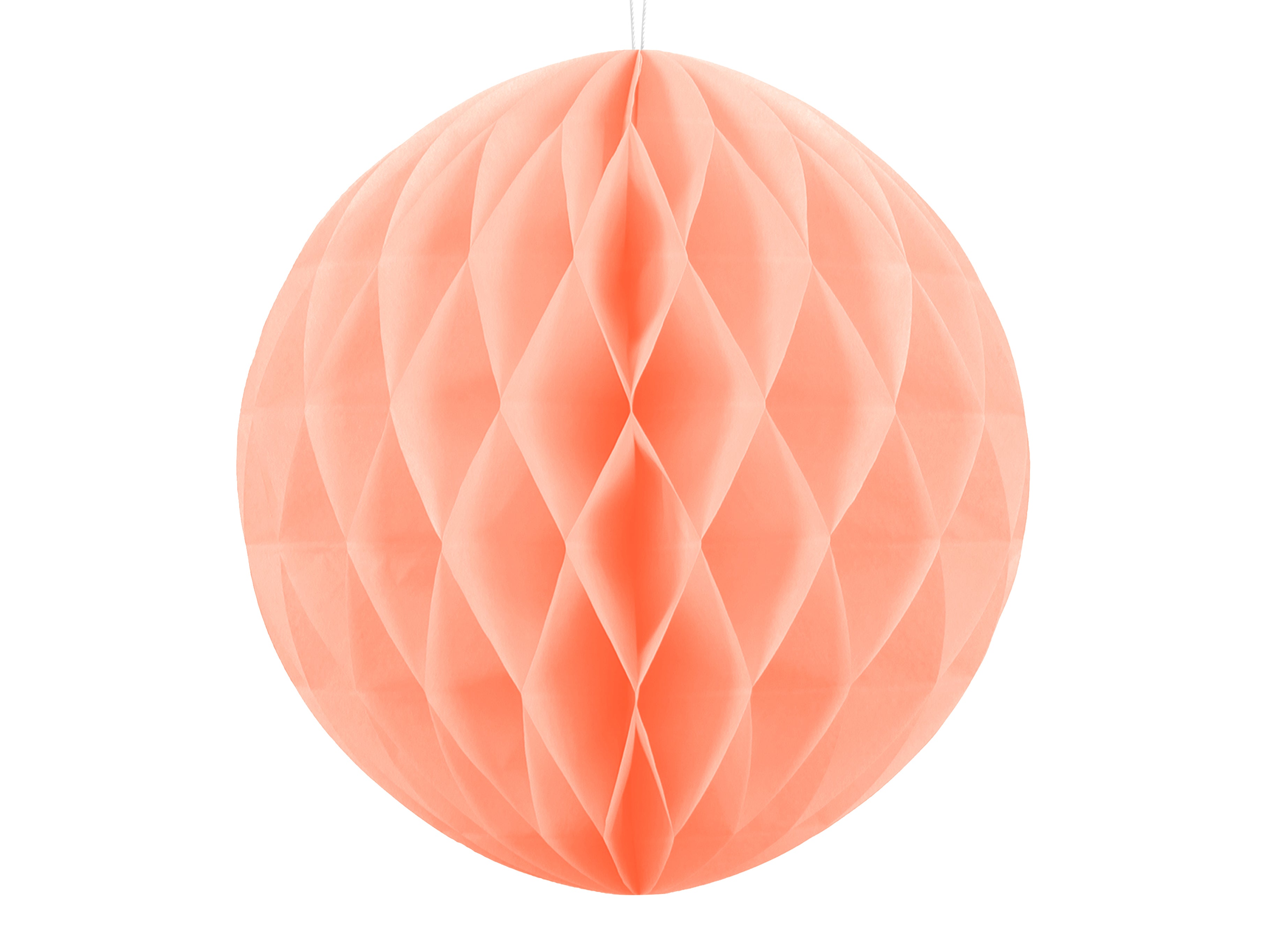 Large 40cm light peach honeycomb ball decoration for parties and events.