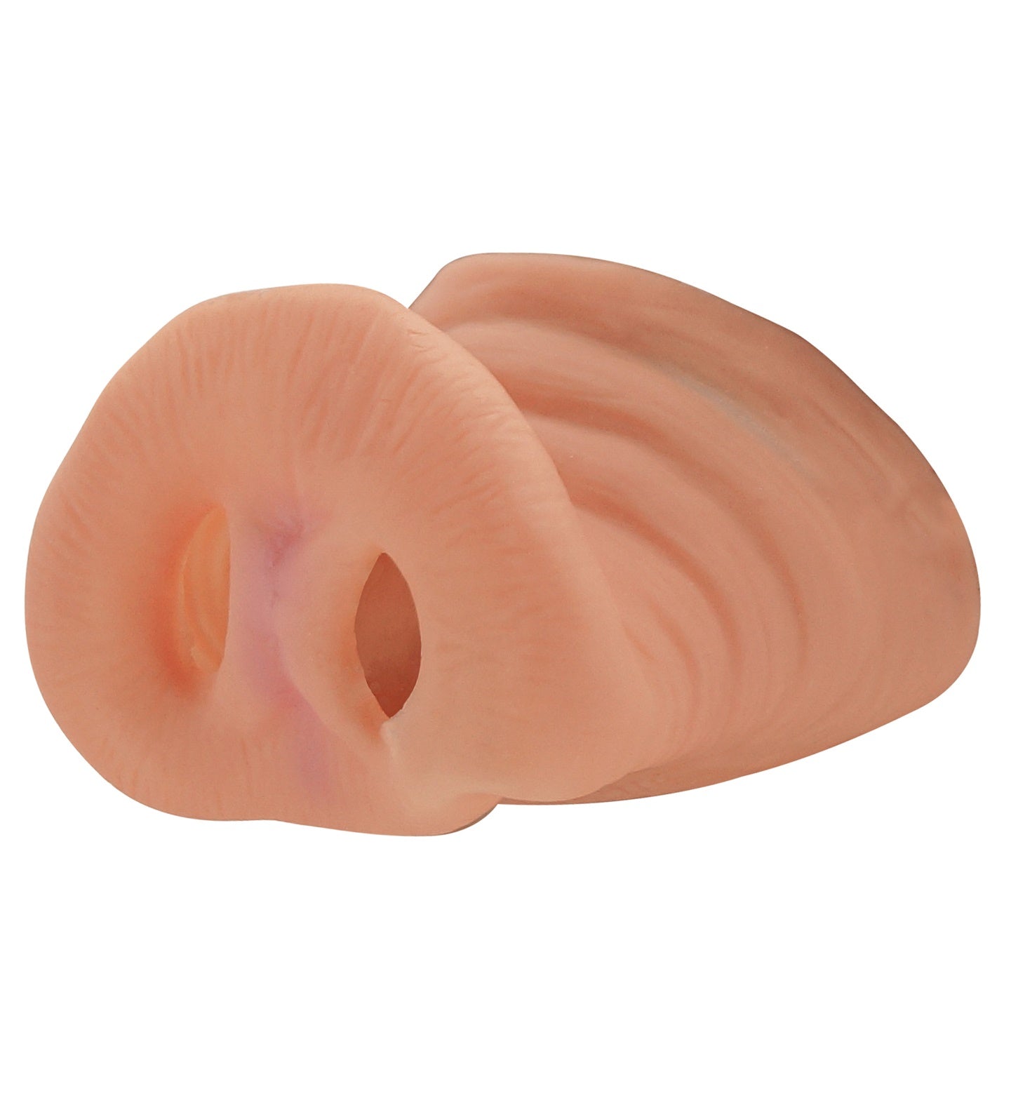 A flesh-toned PVC pig nose costume accessory with two nostrils and a molded snout shape.
