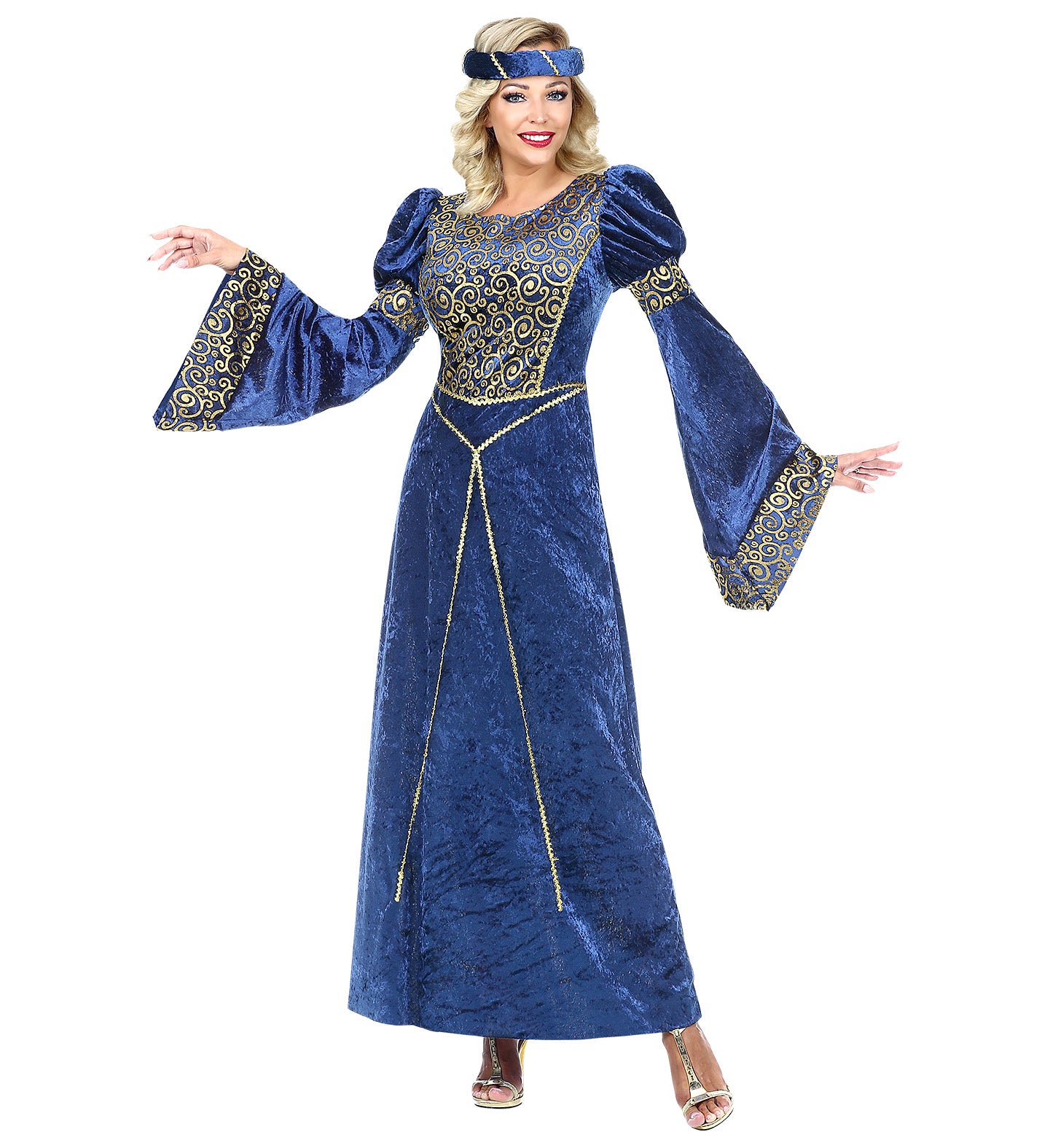 knee length dresses for ladies Renaissance Lady Costume Blue