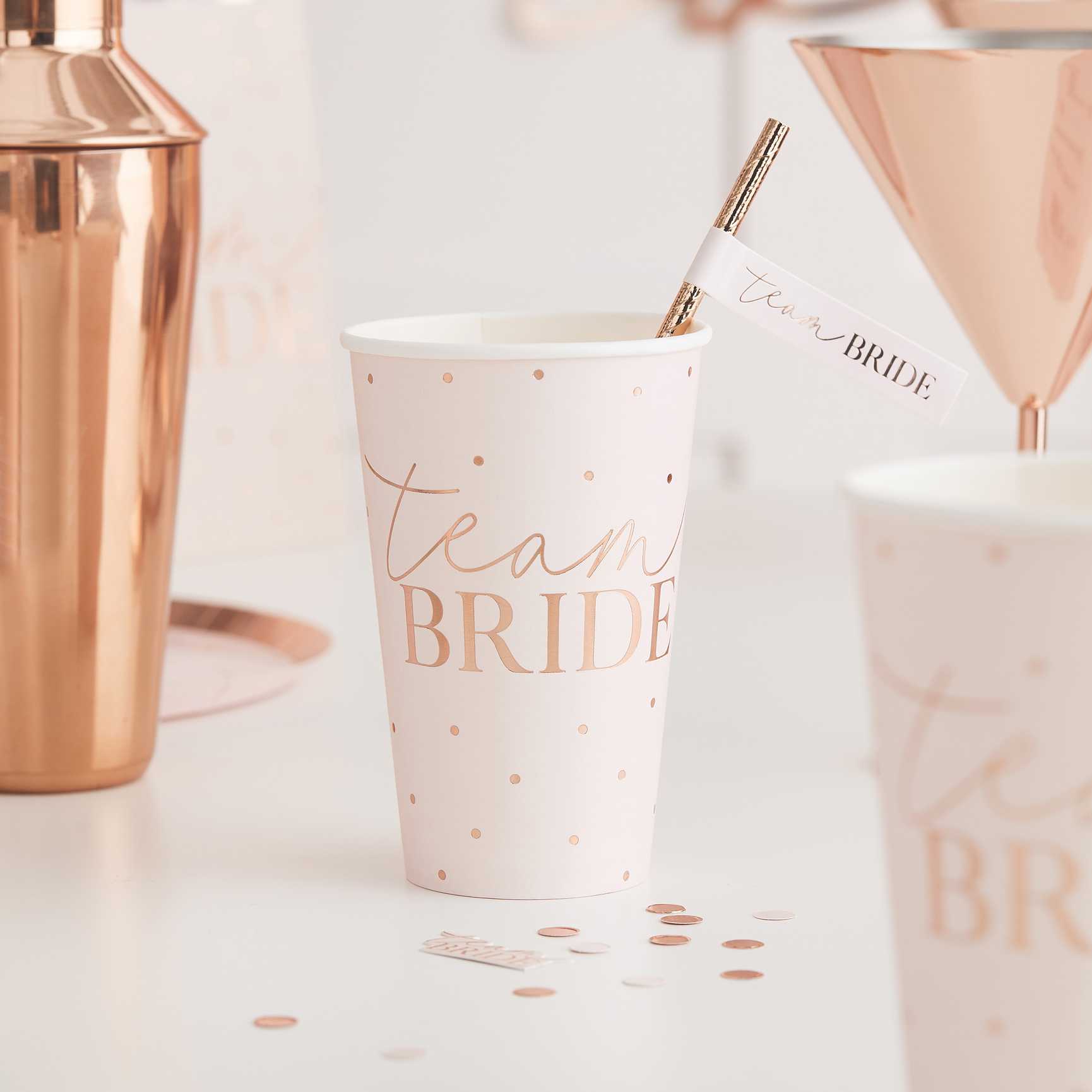 Rose Gold Team Bride Large Paper Cups